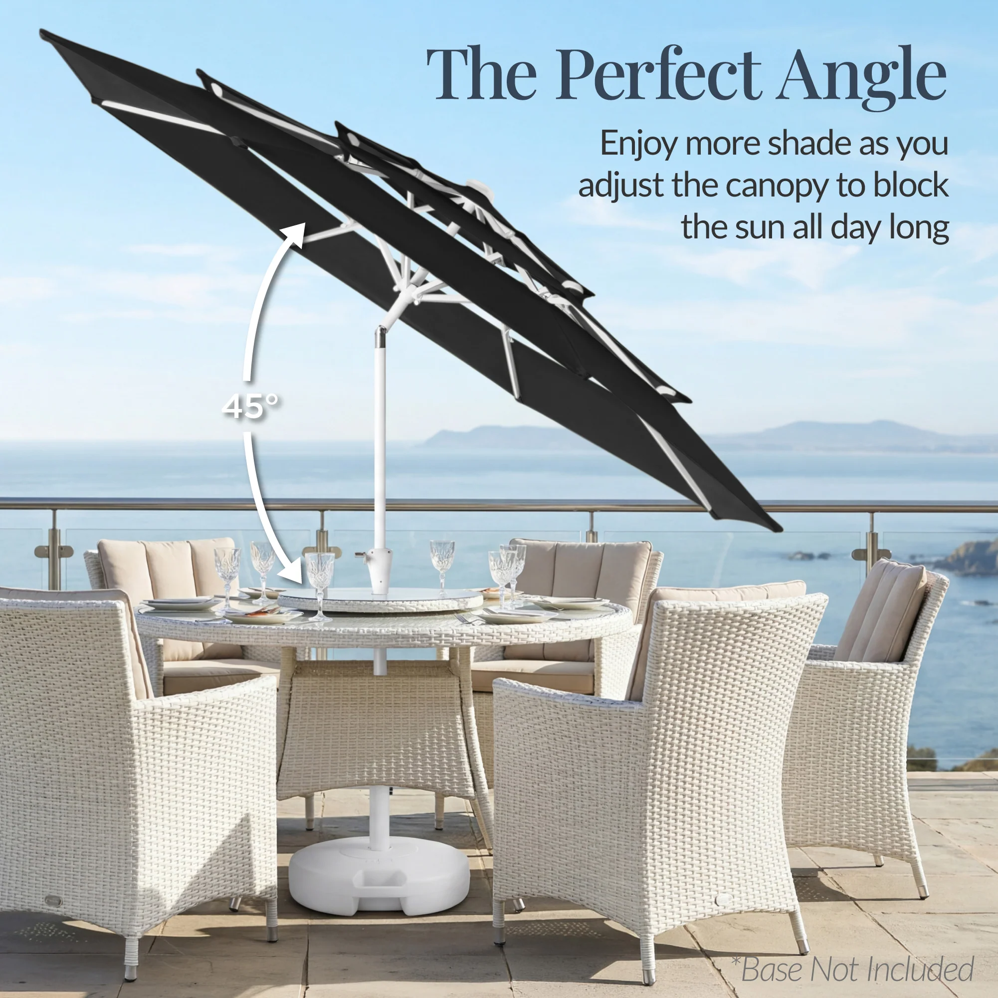 10ft 3-Tier Patio Market Umbrella White Pole, Push Button Tilt, Crank Lift - Image 27