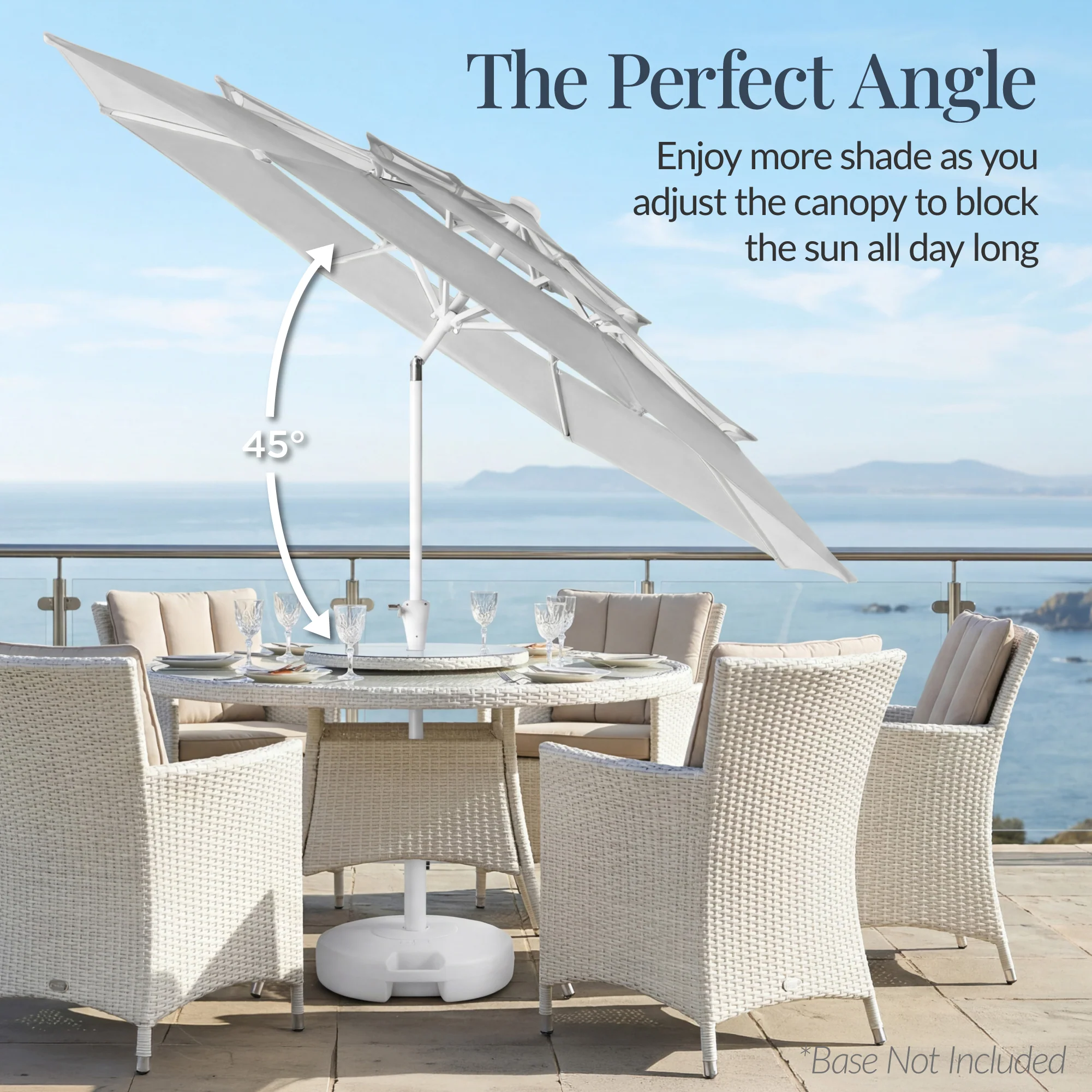 10ft 3-Tier Patio Market Umbrella White Pole, Push Button Tilt, Crank Lift - Image 34
