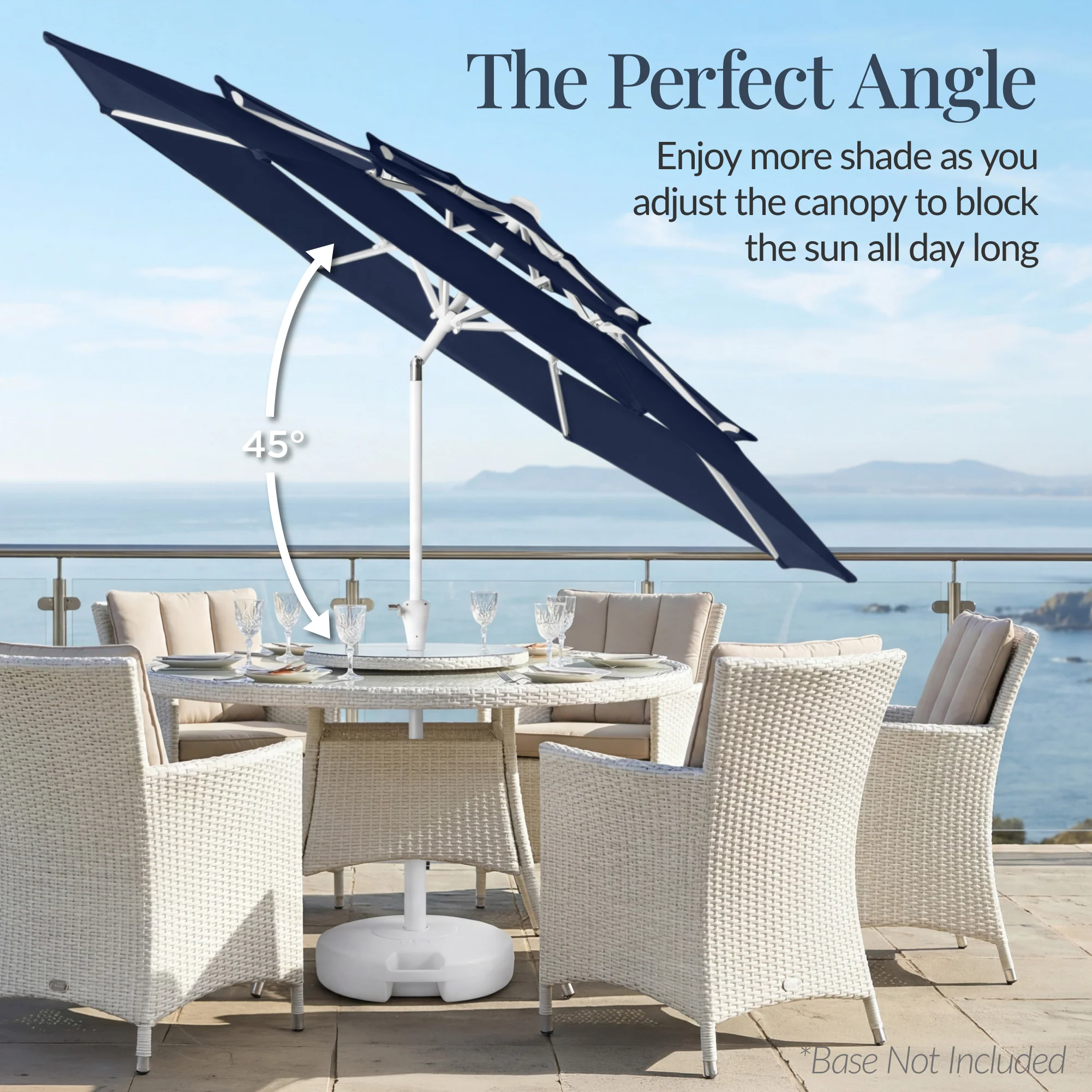 10ft 3-Tier Patio Market Umbrella White Pole, Push Button Tilt, Crank Lift - Image 6