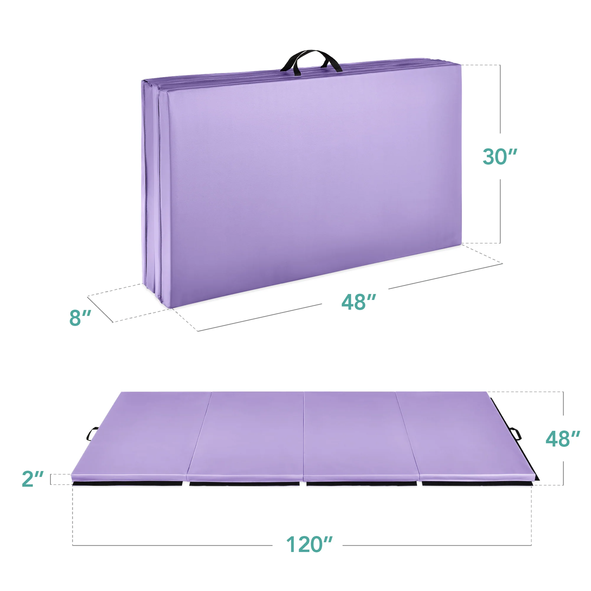 Folding Exercise Fitness Workout Gym Floor Mat w/ Handles - Image 117