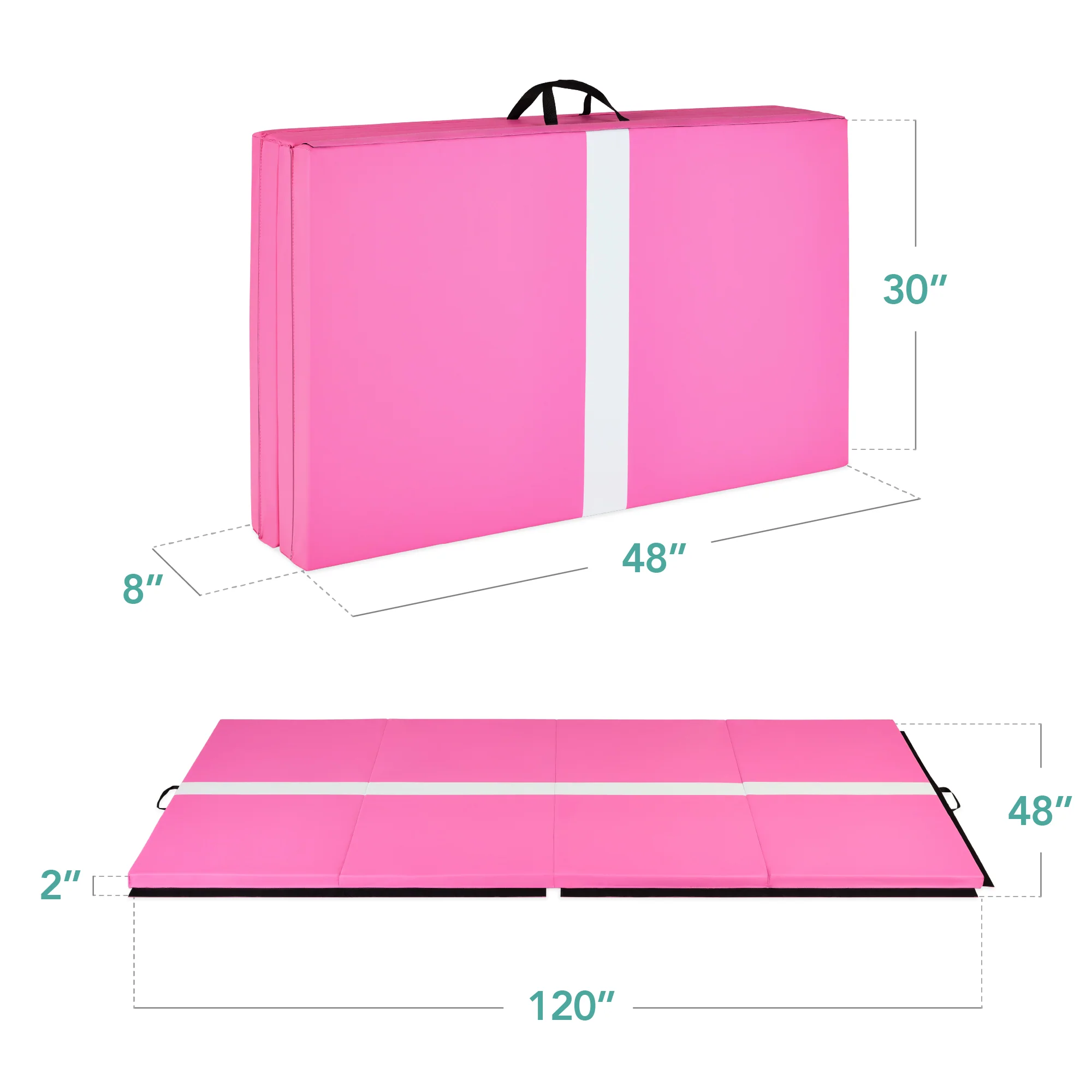 Folding Exercise Fitness Workout Gym Floor Mat w/ Handles - Image 126