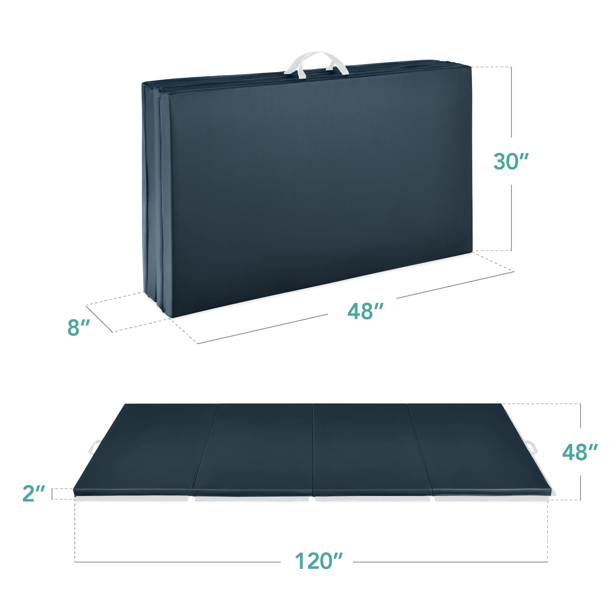 Folding Exercise Fitness Workout Gym Floor Mat w/ Handles - Image 27