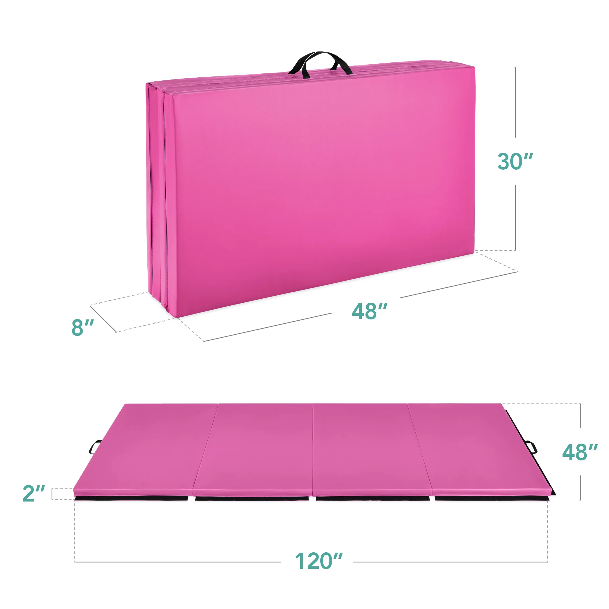 Folding Exercise Fitness Workout Gym Floor Mat w/ Handles - Image 36