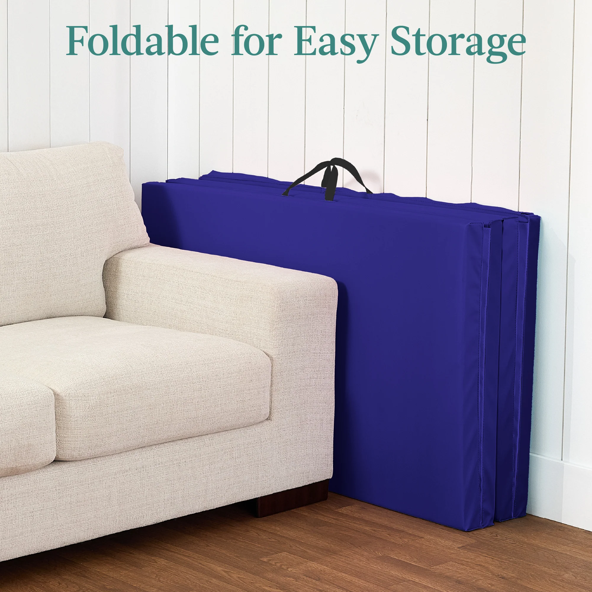 Folding Exercise Fitness Workout Gym Floor Mat w/ Handles - Image 49