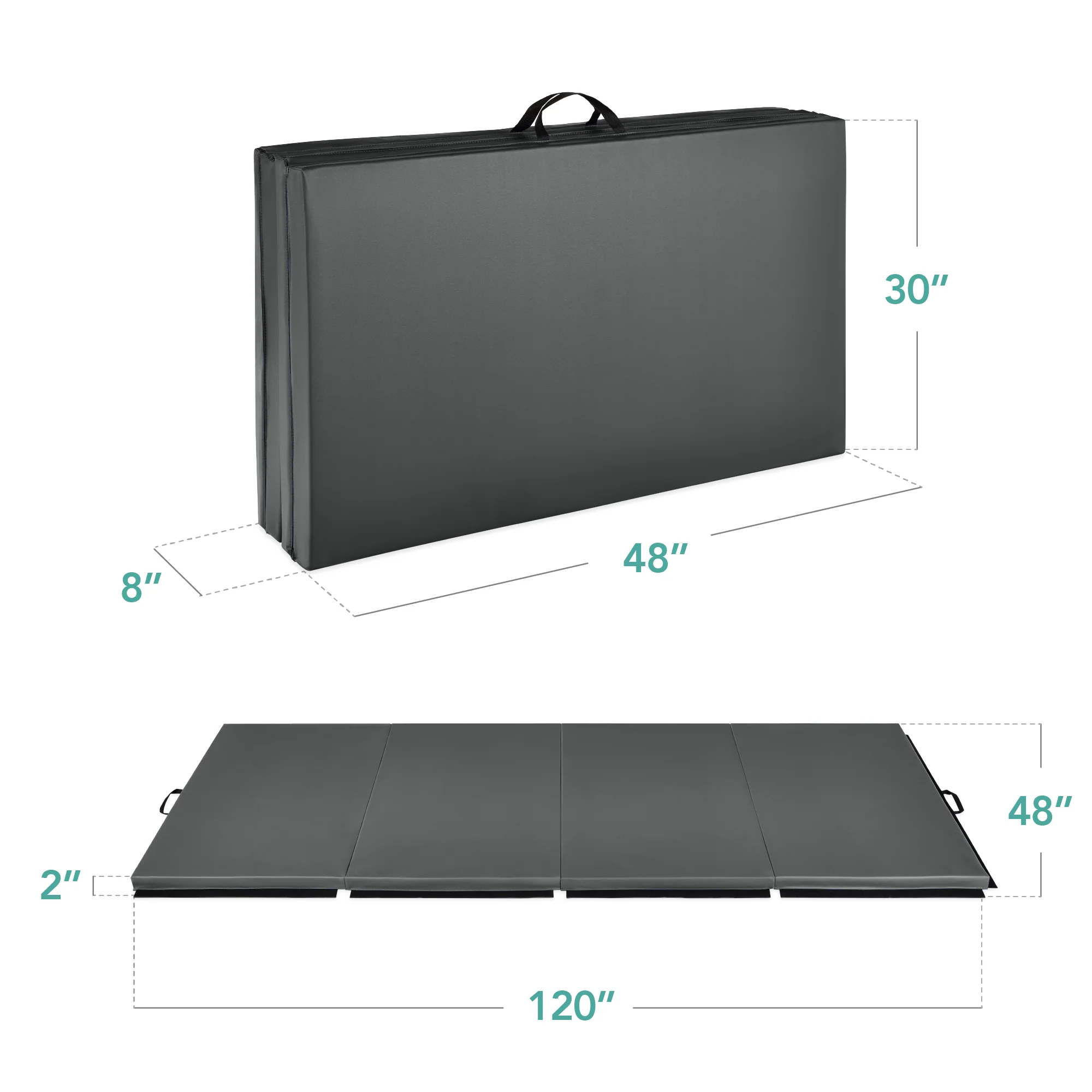 Folding Exercise Fitness Workout Gym Floor Mat w/ Handles - Image 63