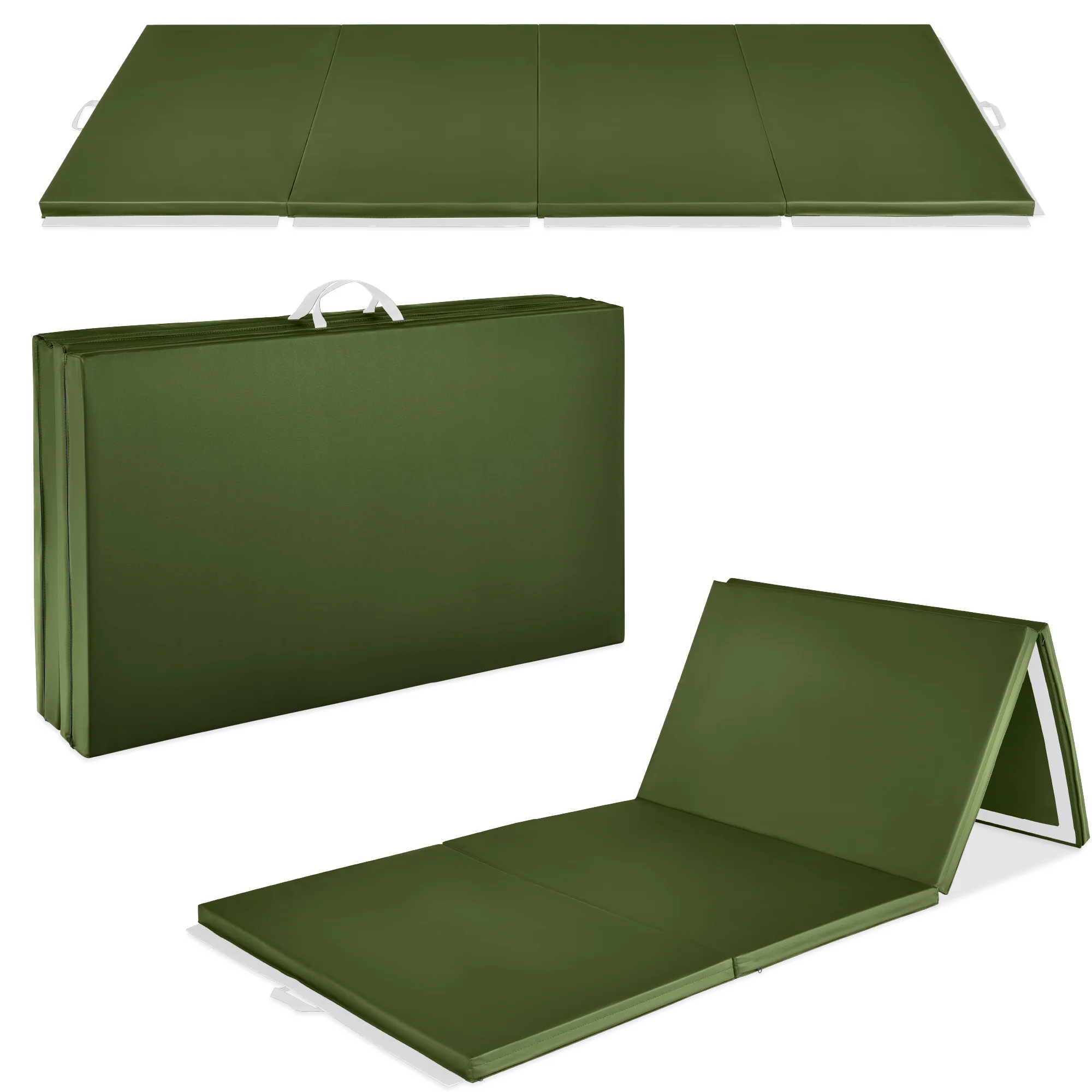 Folding Exercise Fitness Workout Gym Floor Mat w/ Handles - Image 64