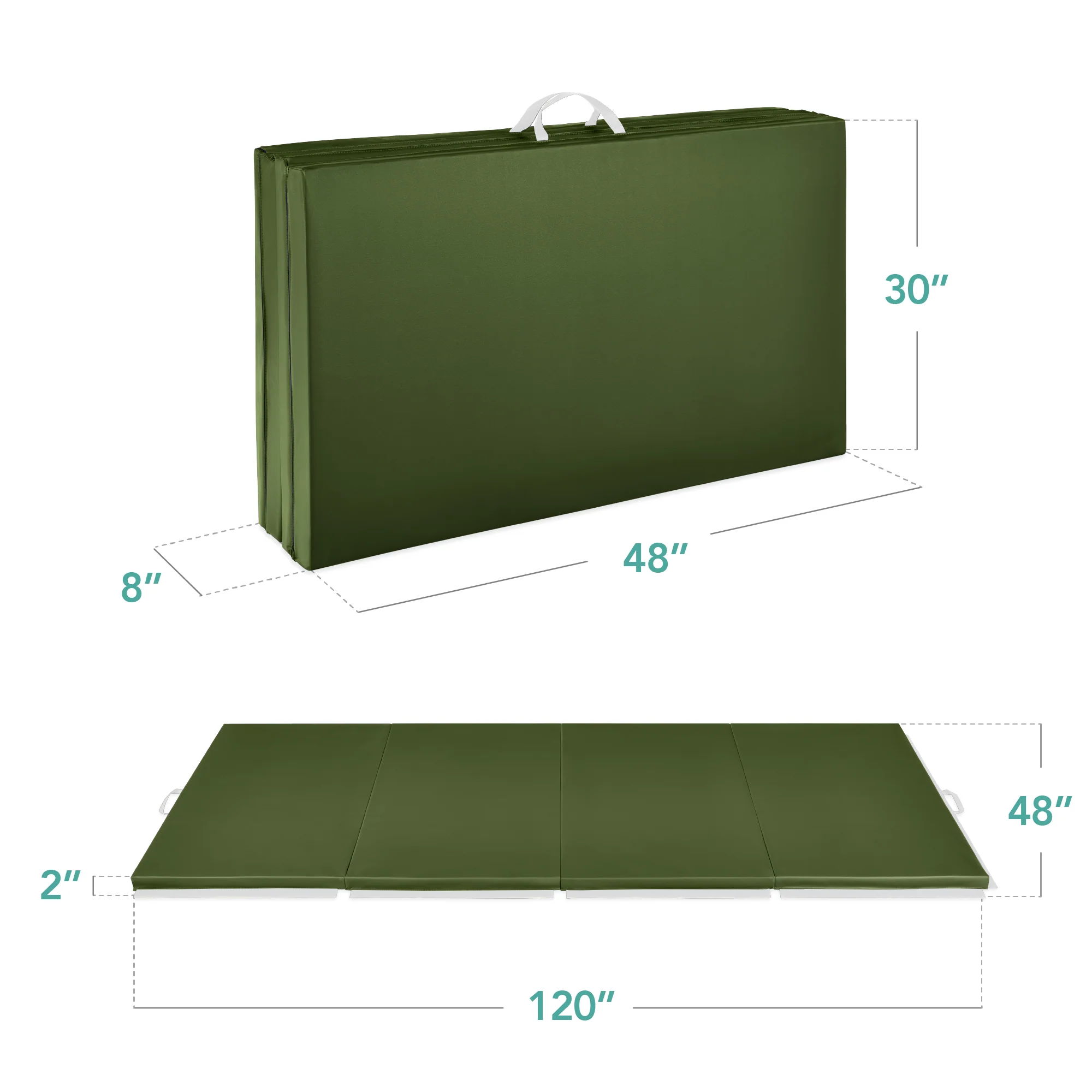 Folding Exercise Fitness Workout Gym Floor Mat w/ Handles - Image 72