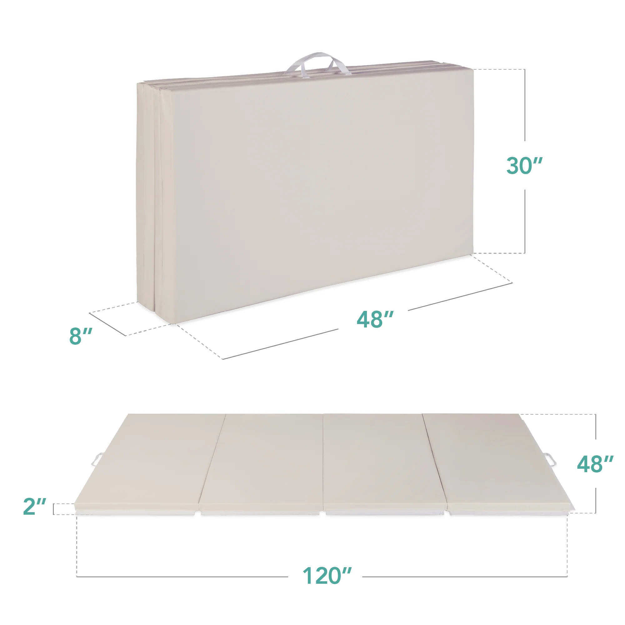 Folding Exercise Fitness Workout Gym Floor Mat w/ Handles - Image 9