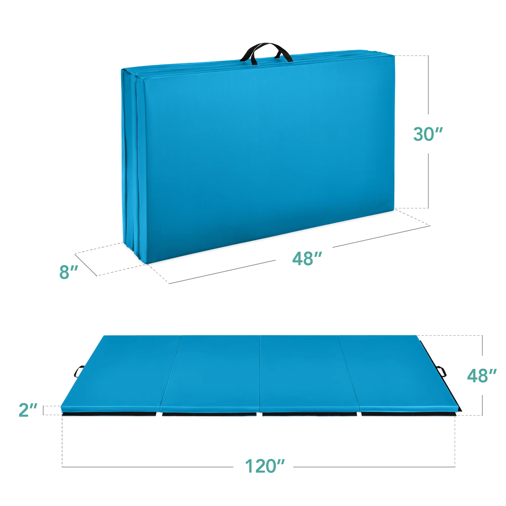 Folding Exercise Fitness Workout Gym Floor Mat w/ Handles - Image 99