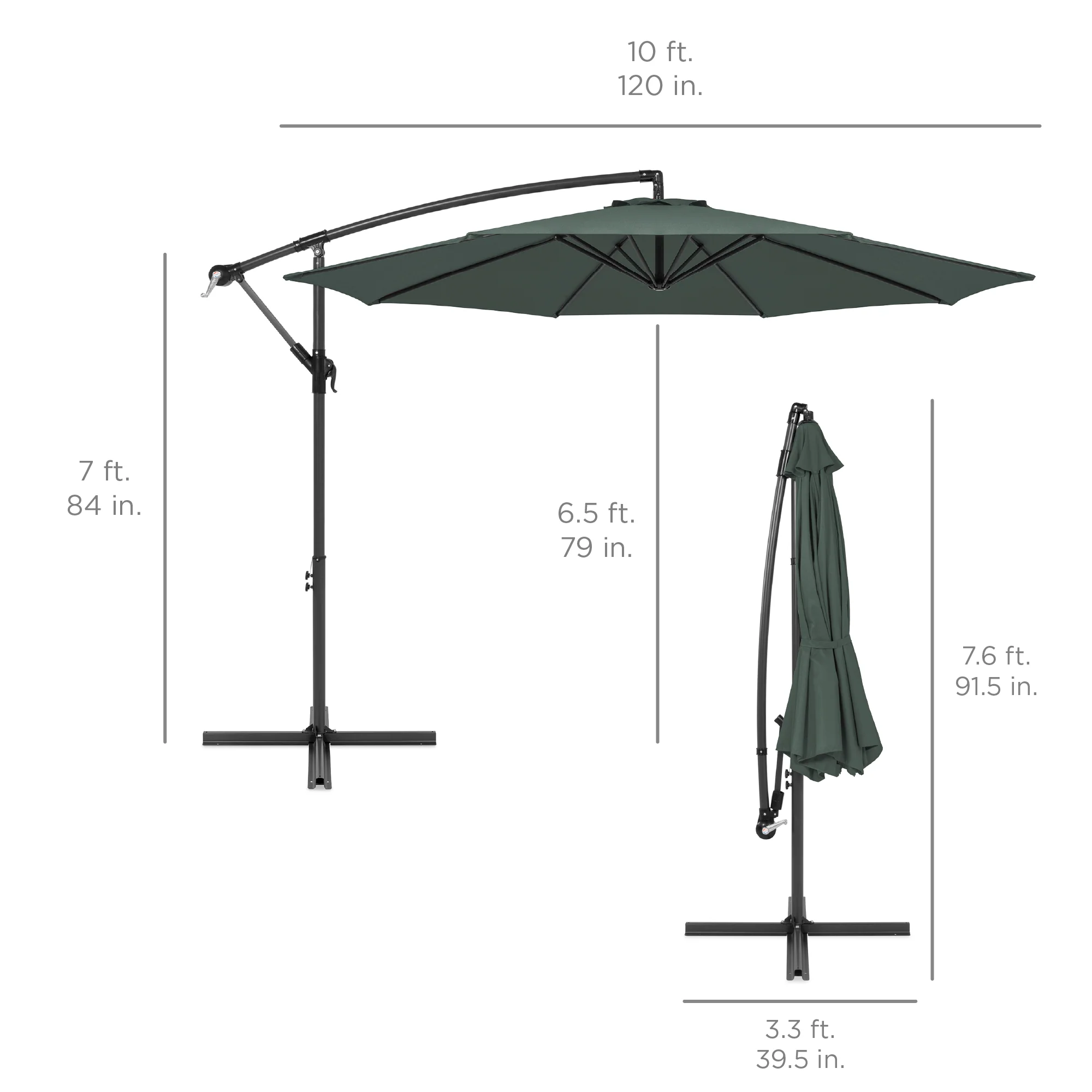 Offset Hanging Patio Umbrella - 10ft - Image 21