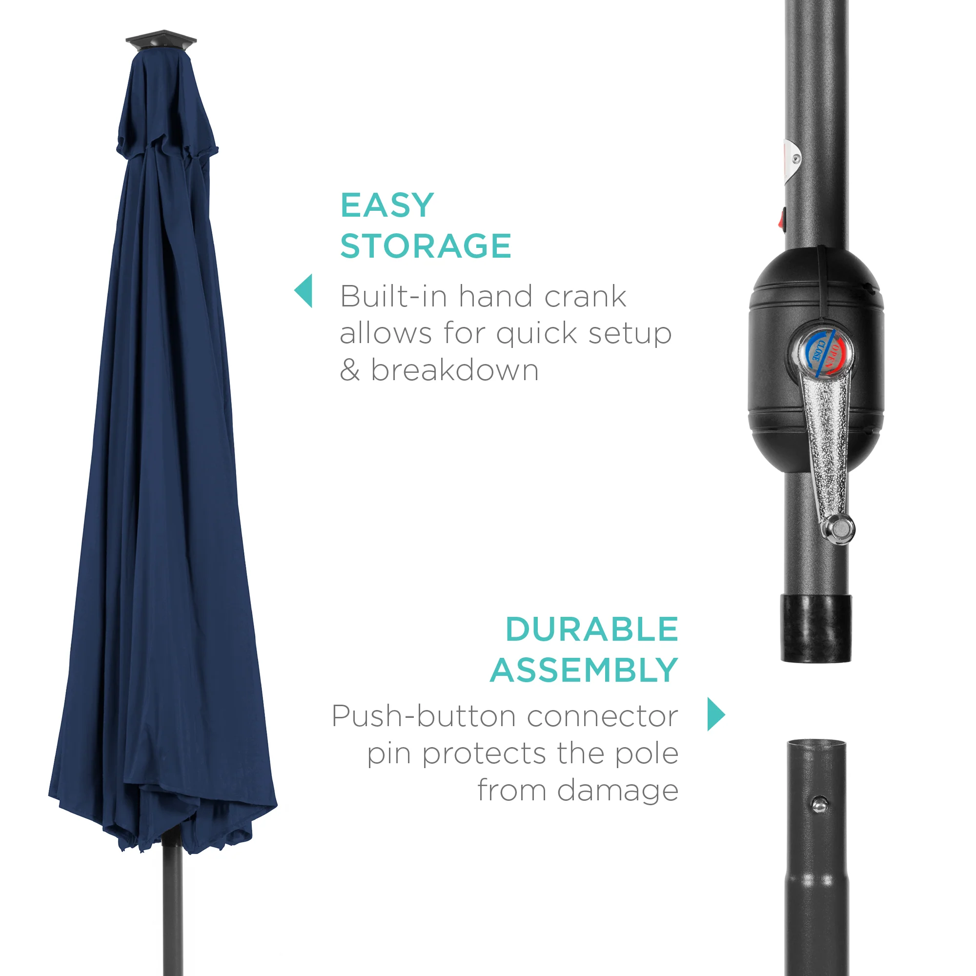 Solar LED Lighted Patio Umbrella w/ Tilt Adjustment, UV-Resistant - 10ft - Image 104