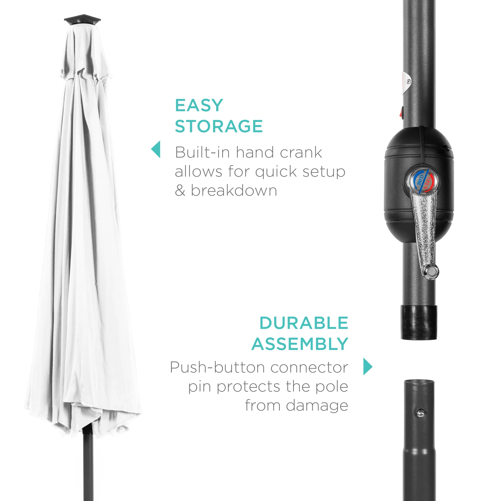 Solar LED Lighted Patio Umbrella w/ Tilt Adjustment, UV-Resistant - 10ft - Image 153