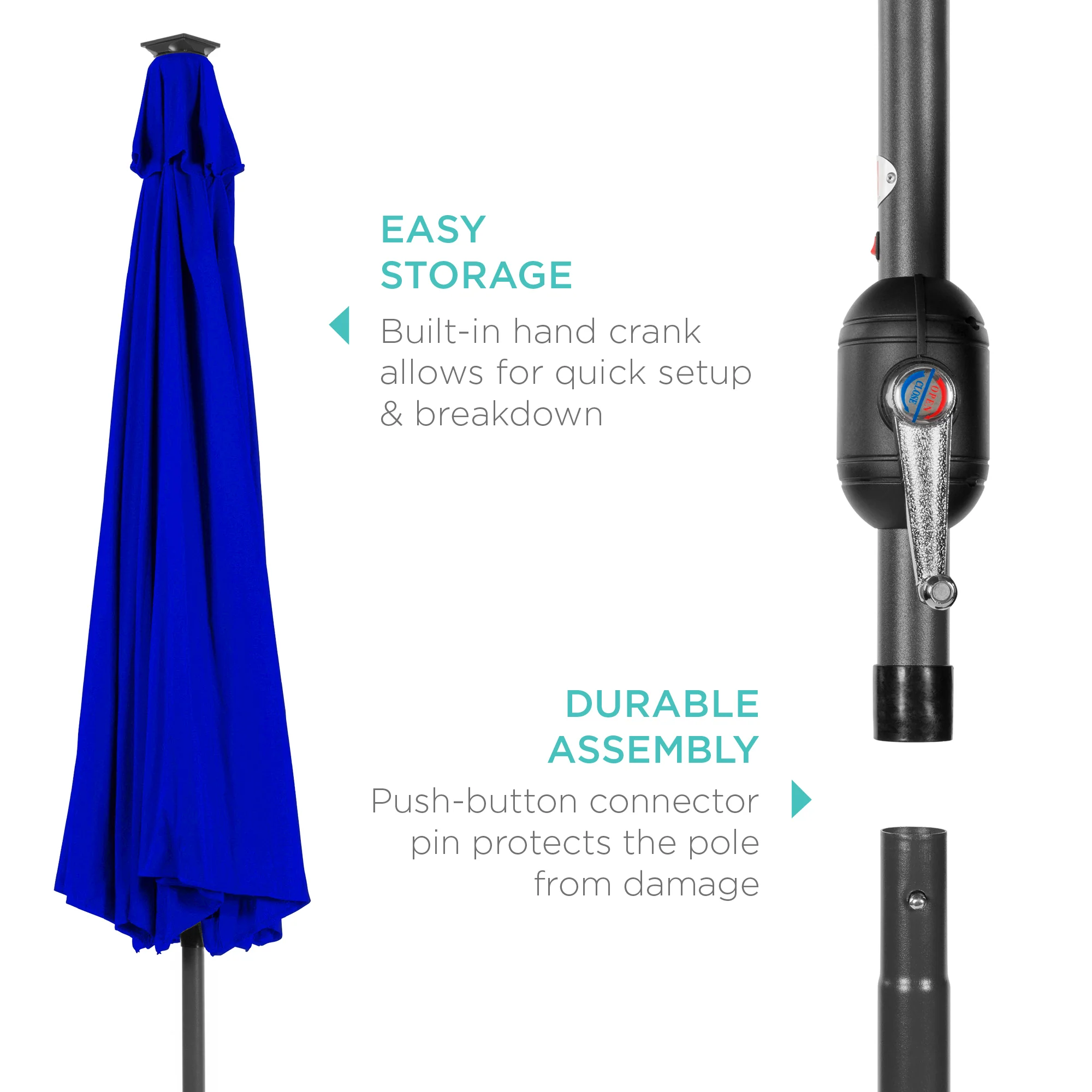 Solar LED Lighted Patio Umbrella w/ Tilt Adjustment, UV-Resistant - 10ft - Image 167
