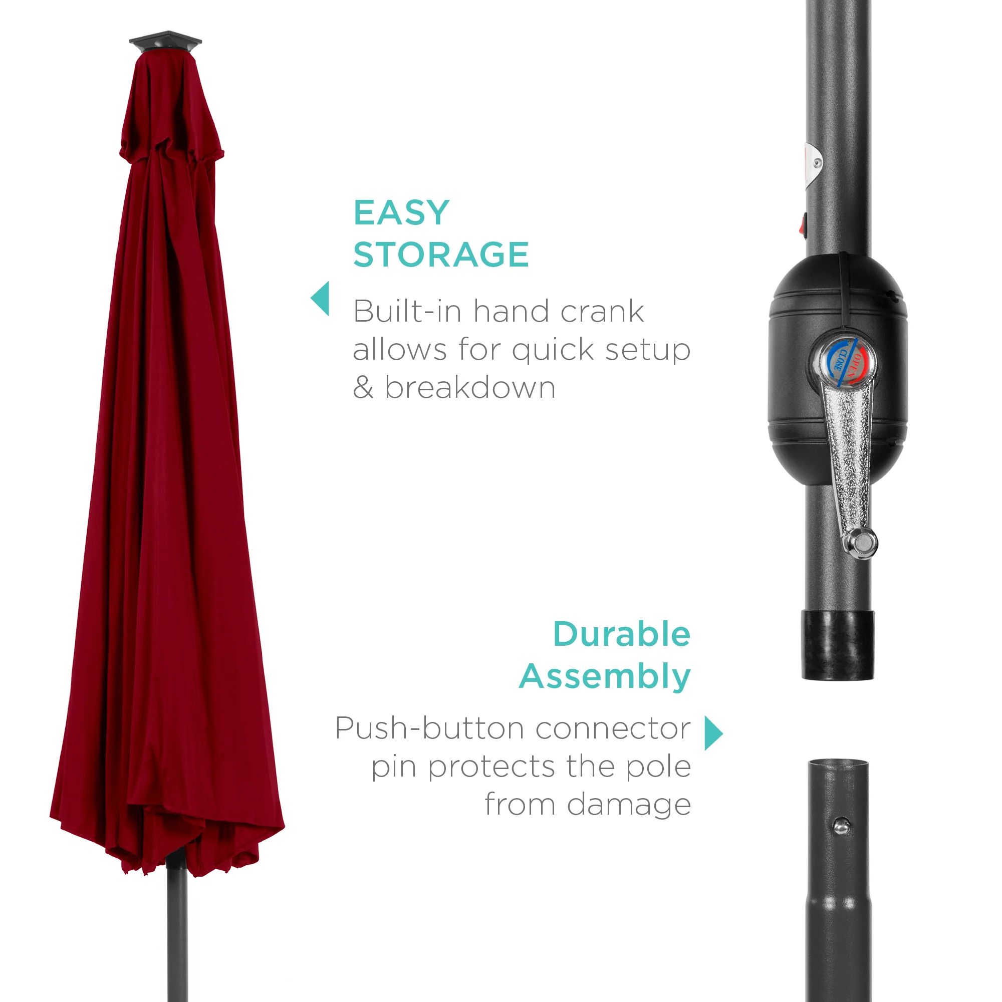 Solar LED Lighted Patio Umbrella w/ Tilt Adjustment, UV-Resistant - 10ft - Image 188