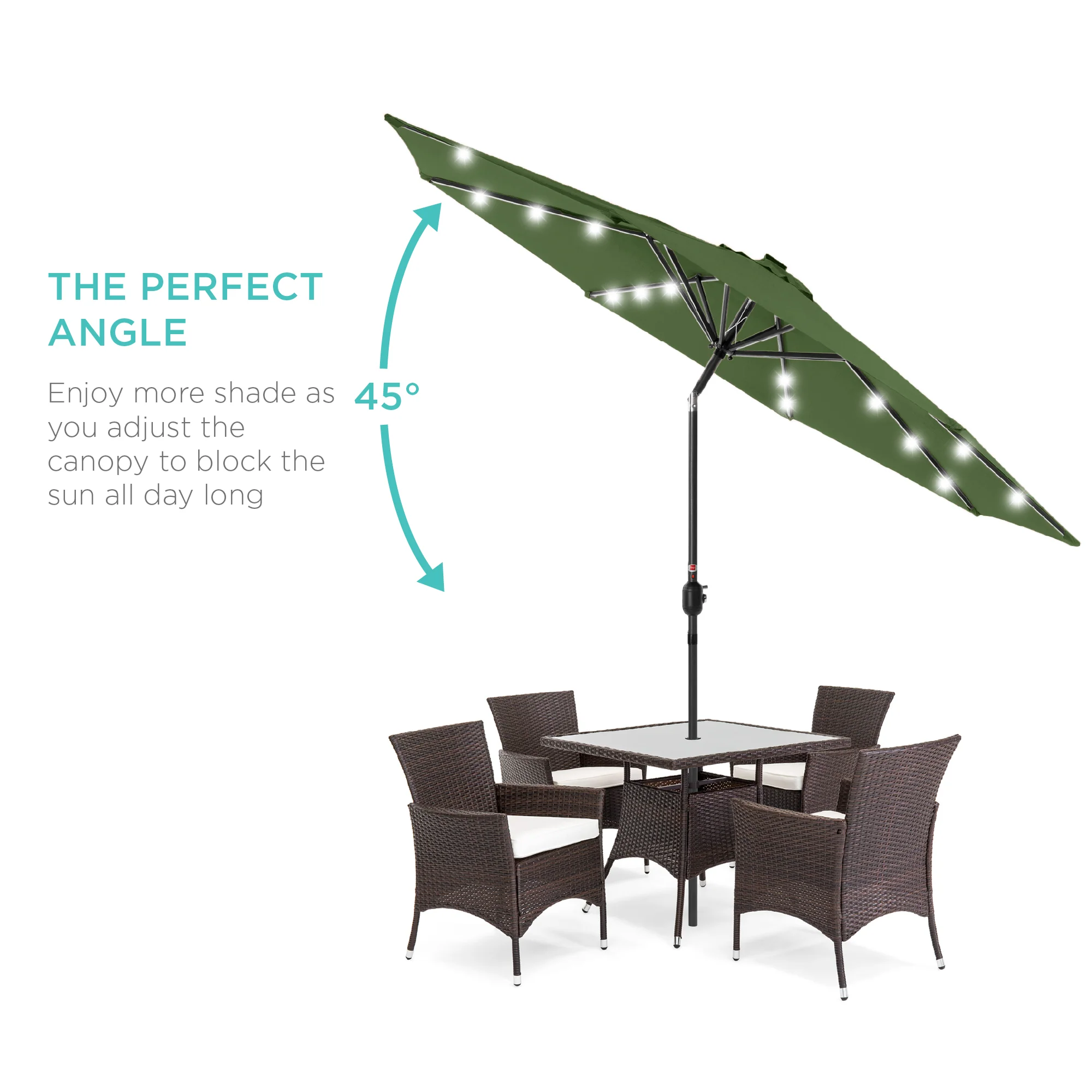 Solar LED Lighted Patio Umbrella w/ Tilt Adjustment, UV-Resistant - 10ft - Image 191