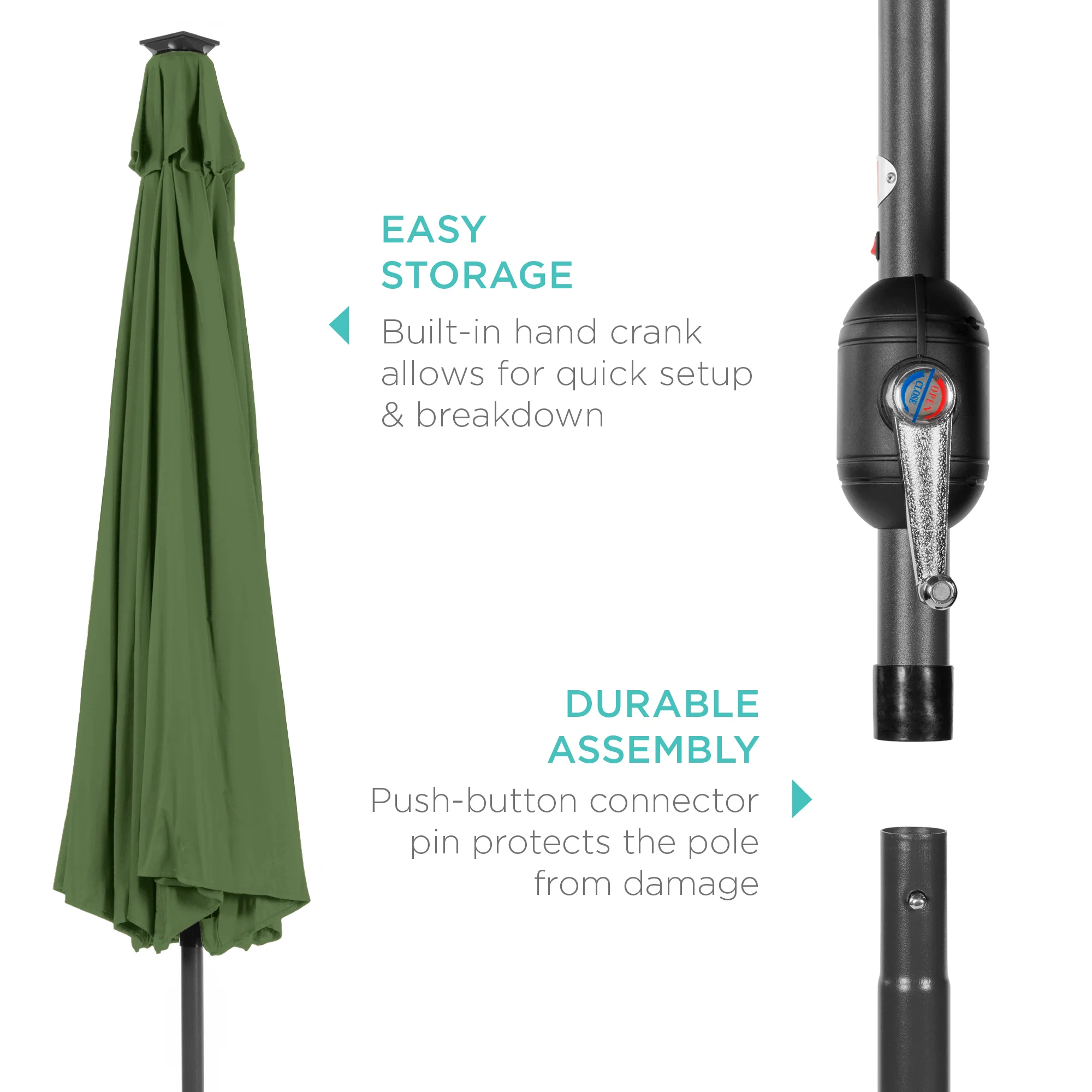 Solar LED Lighted Patio Umbrella w/ Tilt Adjustment, UV-Resistant - 10ft - Image 195