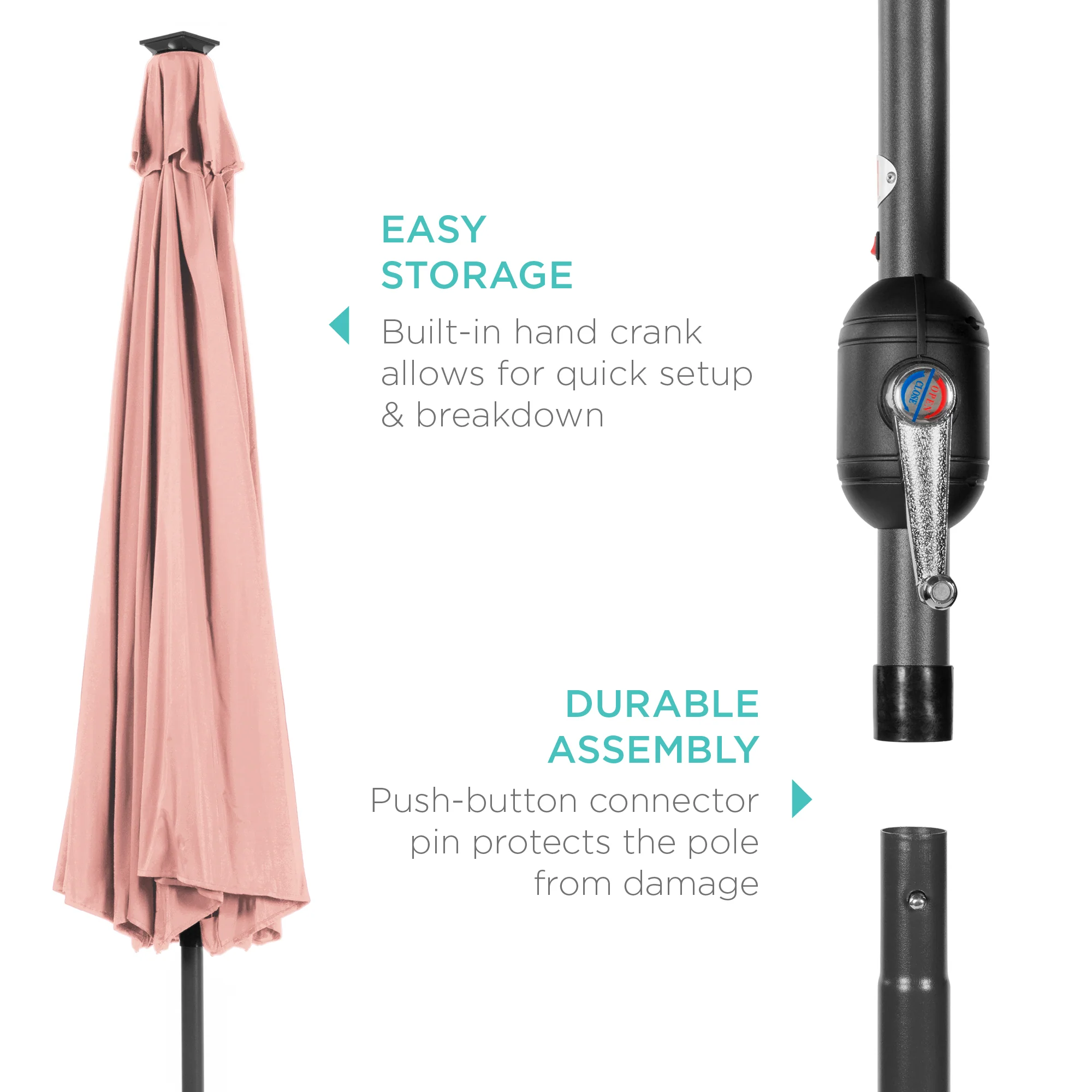 Solar LED Lighted Patio Umbrella w/ Tilt Adjustment, UV-Resistant - 10ft - Image 216