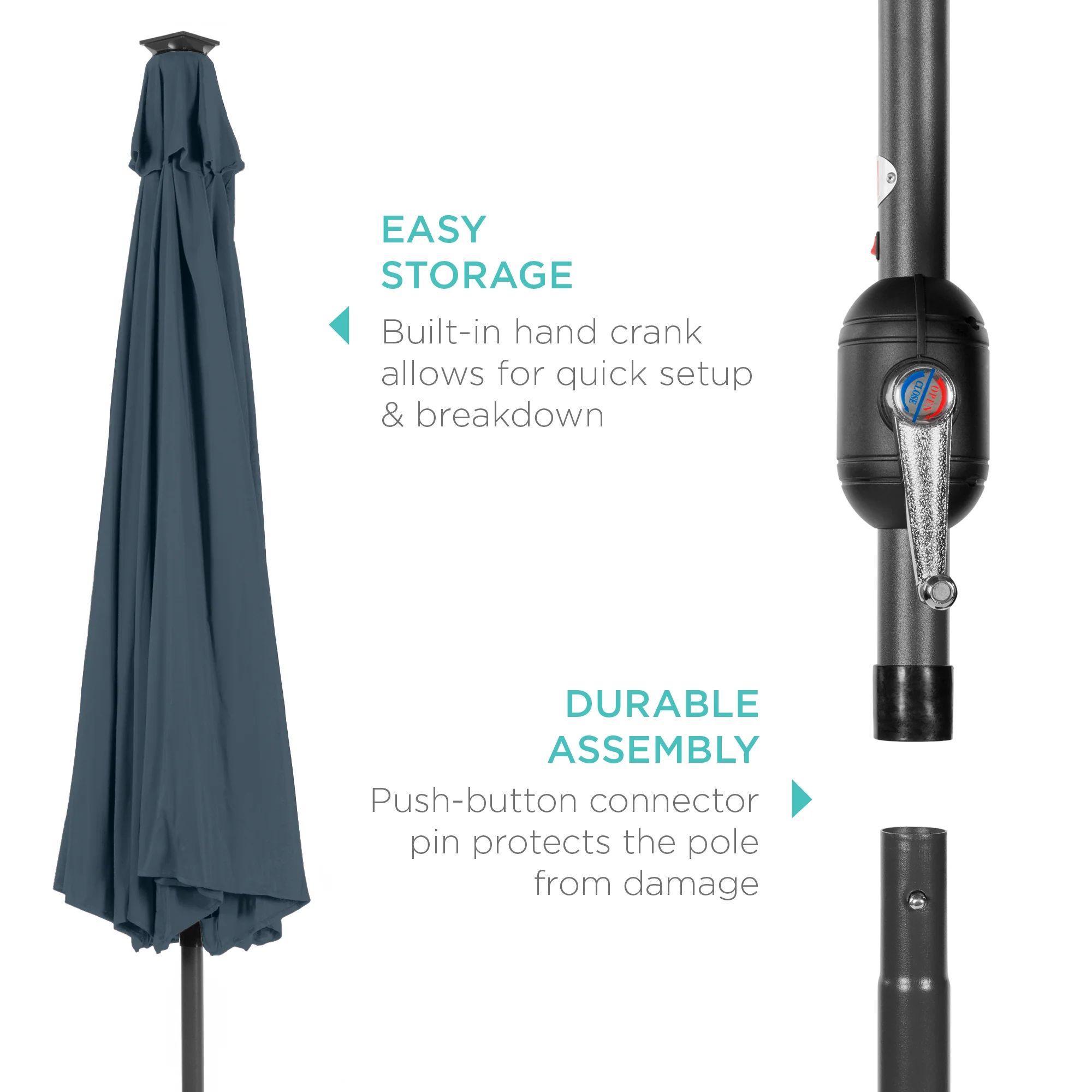 Solar LED Lighted Patio Umbrella w/ Tilt Adjustment, UV-Resistant - 10ft - Image 223