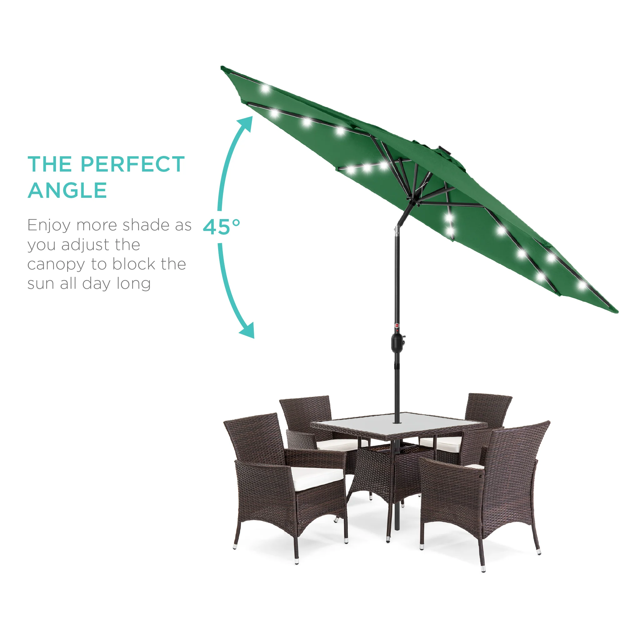 Solar LED Lighted Patio Umbrella w/ Tilt Adjustment, UV-Resistant - 10ft - Image 65