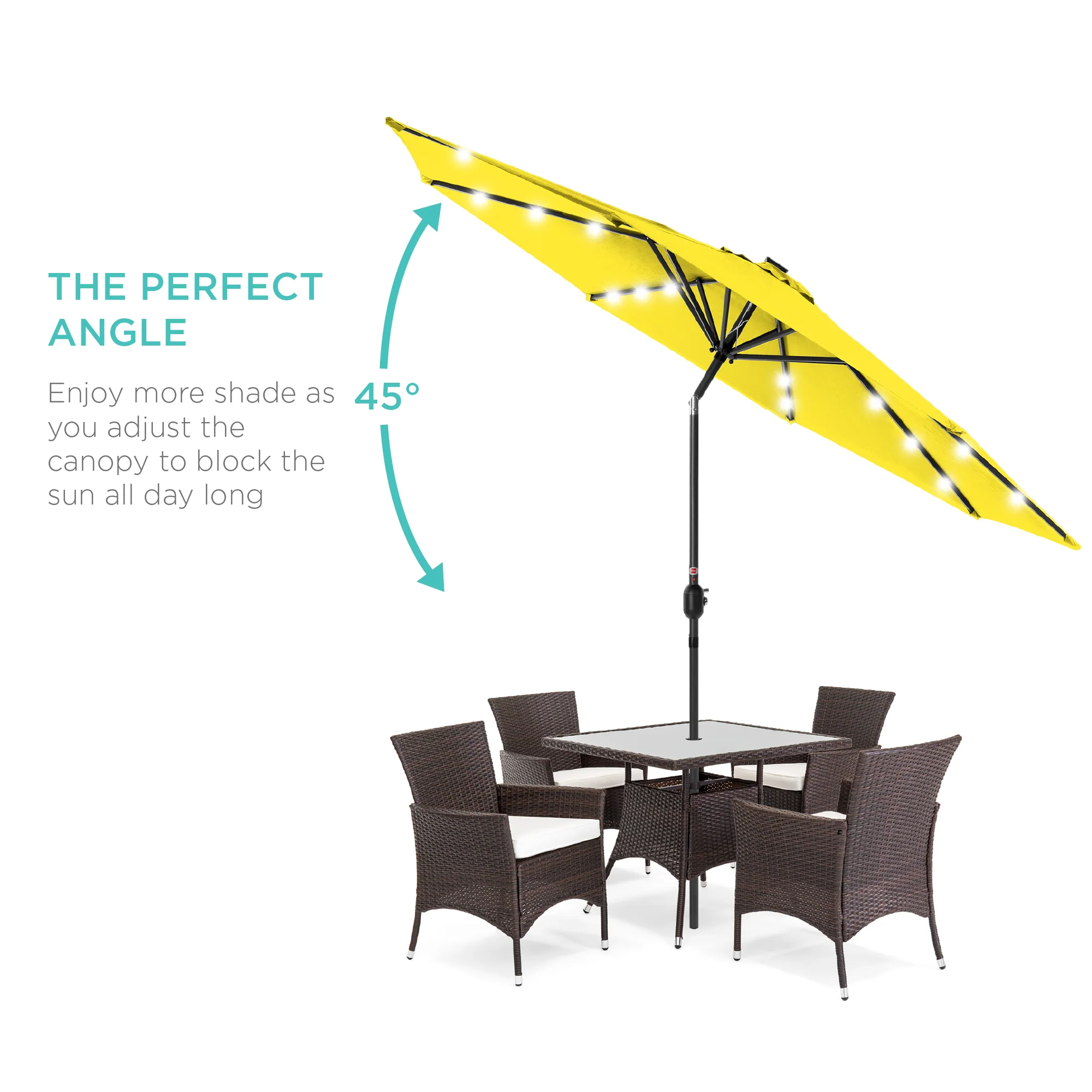 Solar LED Lighted Patio Umbrella w/ Tilt Adjustment, UV-Resistant - 10ft - Image 79