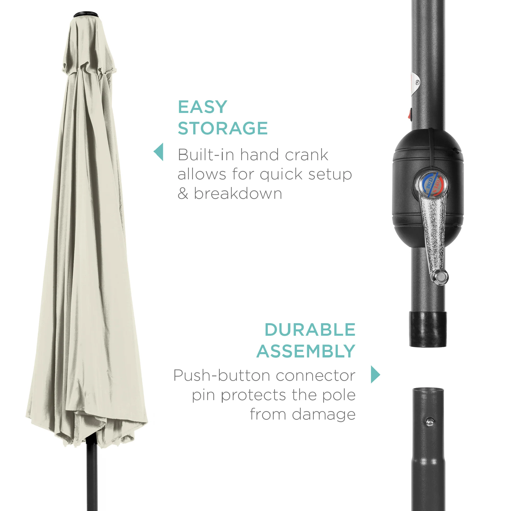 Solar LED Lighted Patio Umbrella w/ Tilt Adjustment, UV-Resistant - 10ft - Image 97