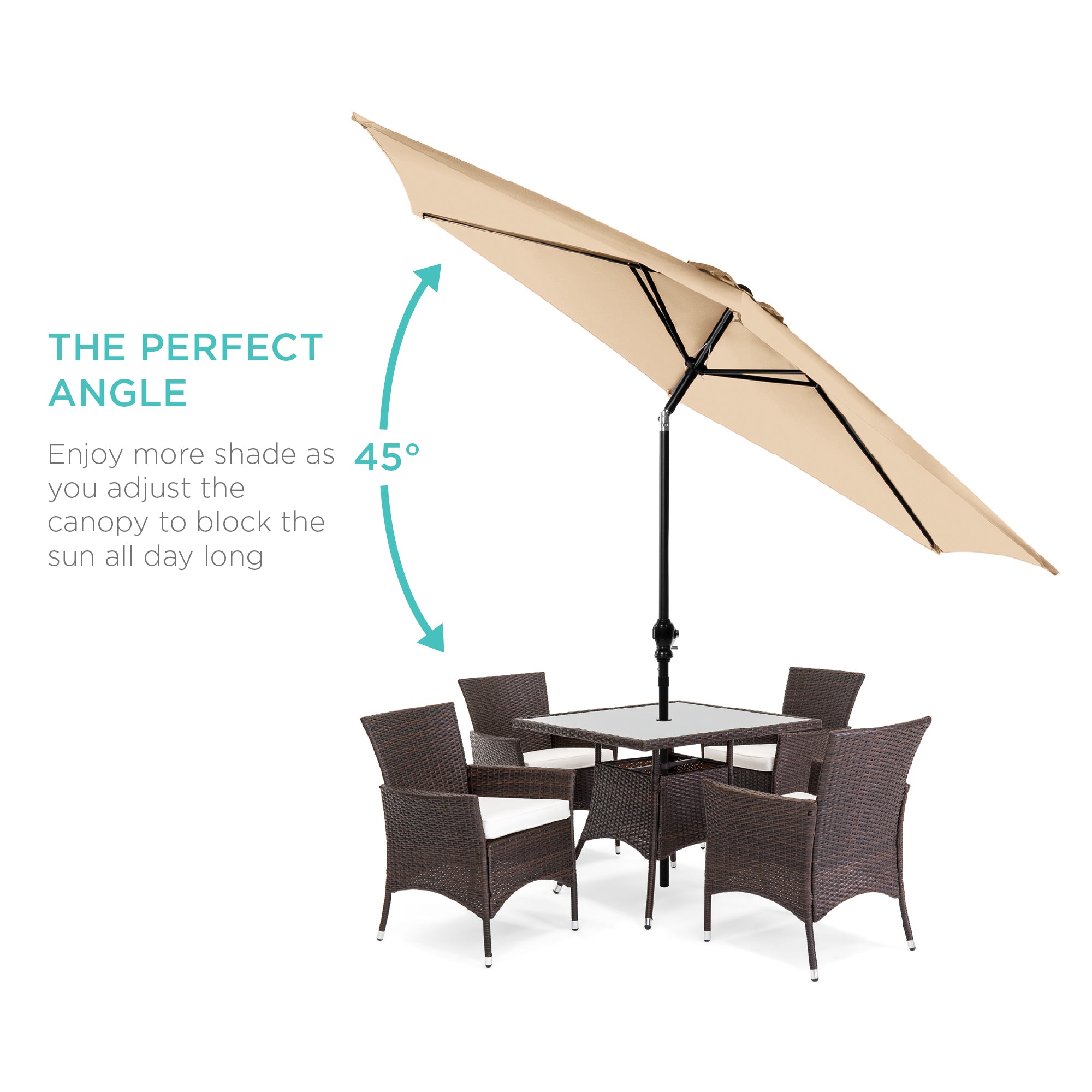 Outdoor Steel Market Patio Umbrella Decoration w/ Tilt, Crank Lift - 10ft - Image 107