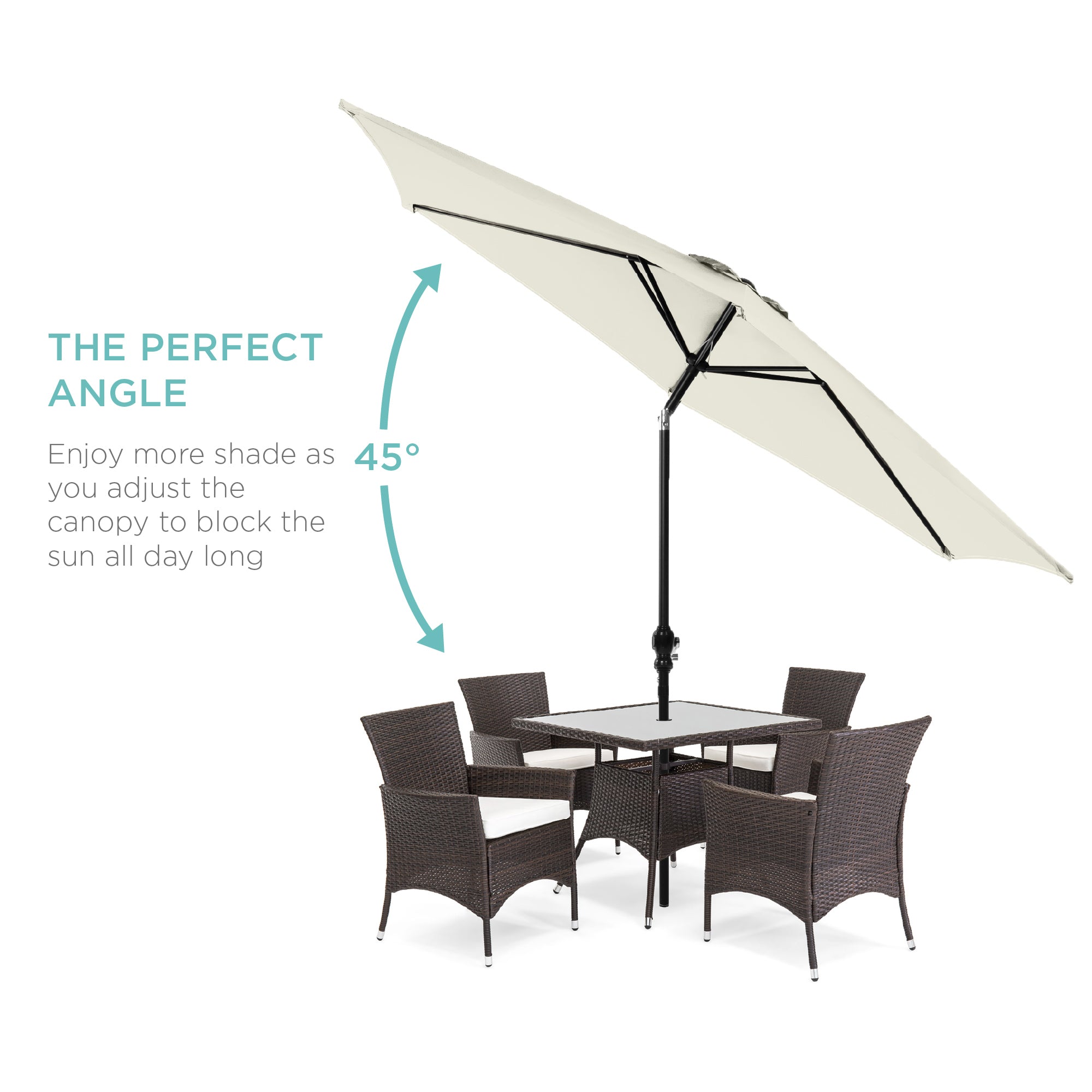 Outdoor Steel Market Patio Umbrella Decoration w/ Tilt, Crank Lift - 10ft - Image 114