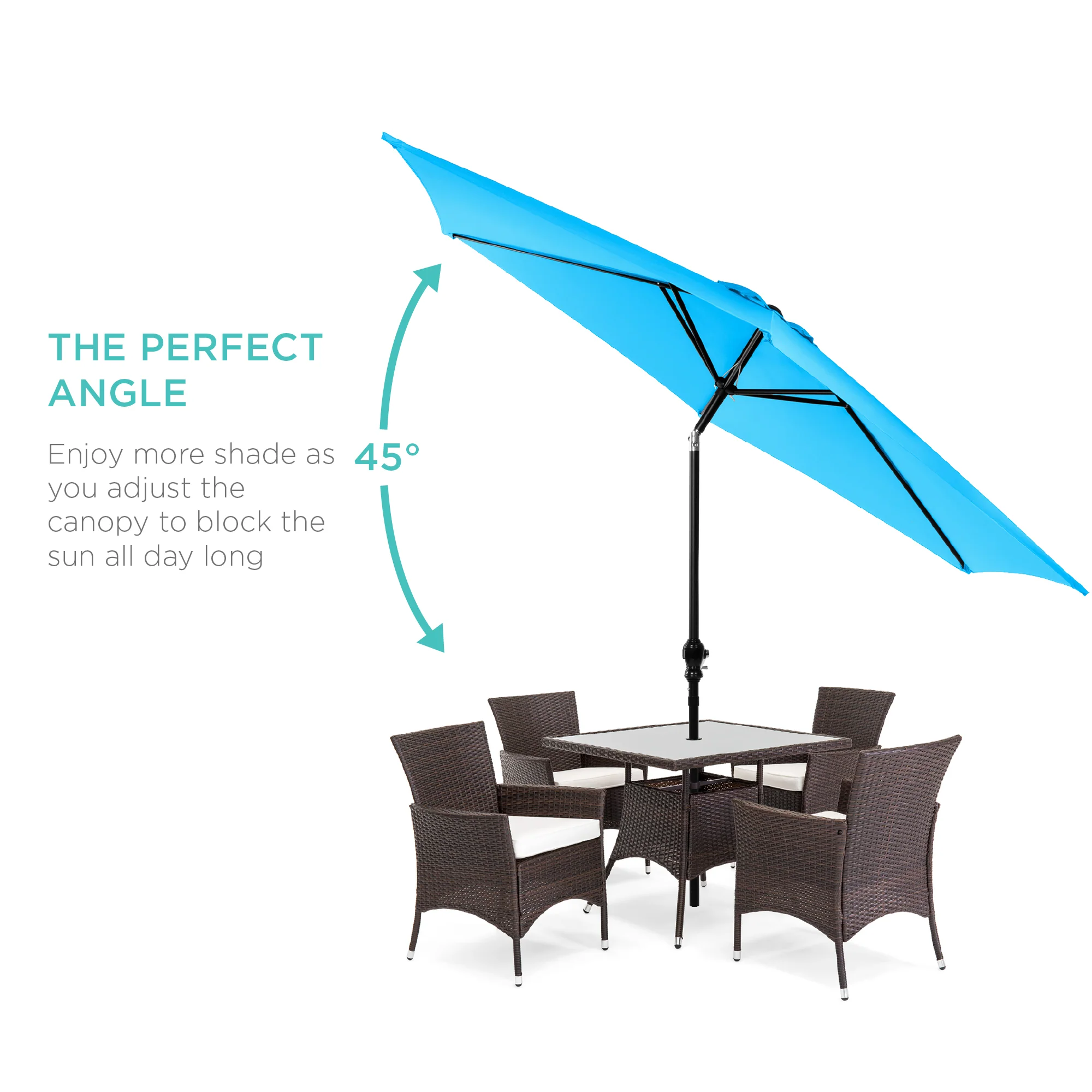 Outdoor Steel Market Patio Umbrella Decoration w/ Tilt, Crank Lift - 10ft - Image 135