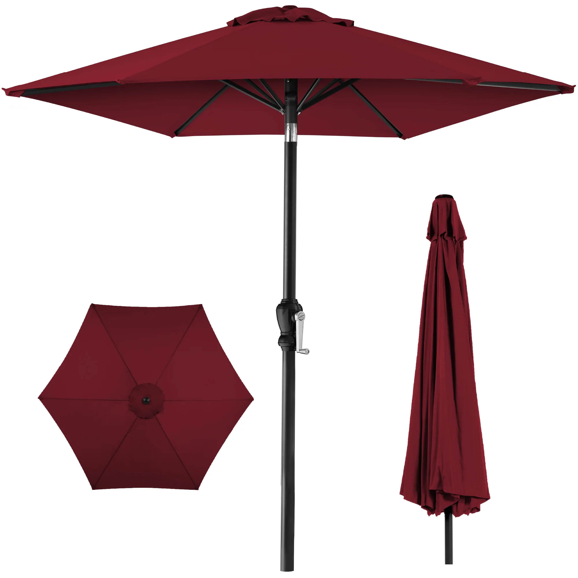 Outdoor Steel Market Patio Umbrella Decoration w/ Tilt, Crank Lift - 10ft - Image 141