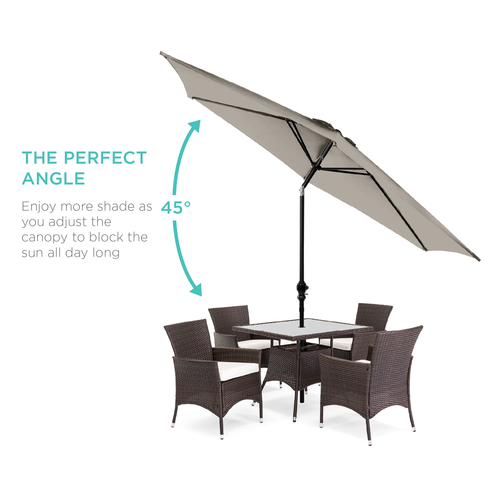 Outdoor Steel Market Patio Umbrella Decoration w/ Tilt, Crank Lift - 10ft - Image 149