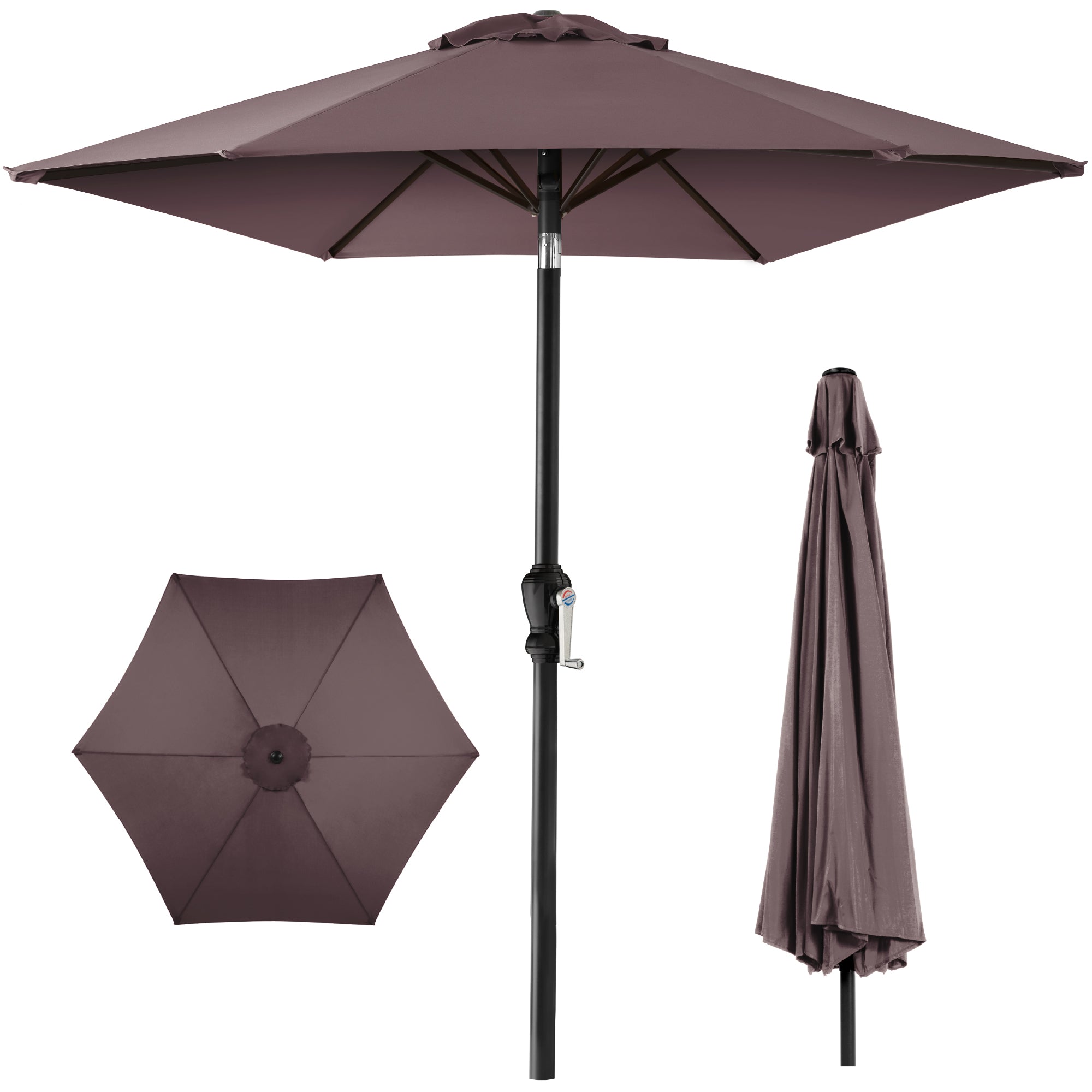 Outdoor Steel Market Patio Umbrella Decoration w/ Tilt, Crank Lift - 10ft - Image 155