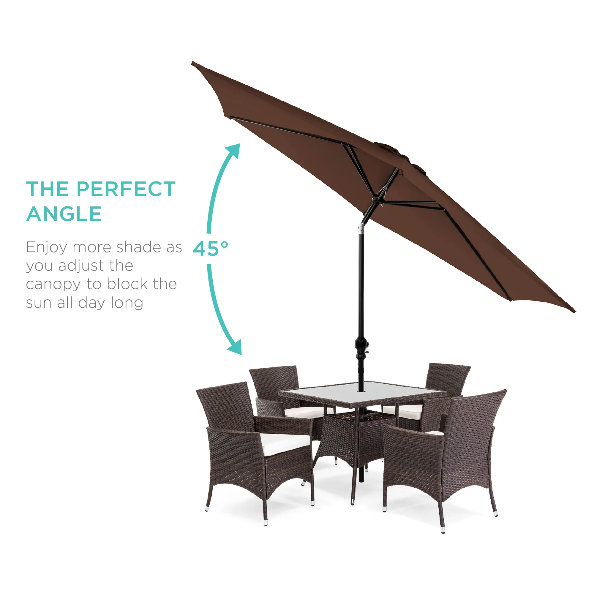 Outdoor Steel Market Patio Umbrella Decoration w/ Tilt, Crank Lift - 10ft - Image 163