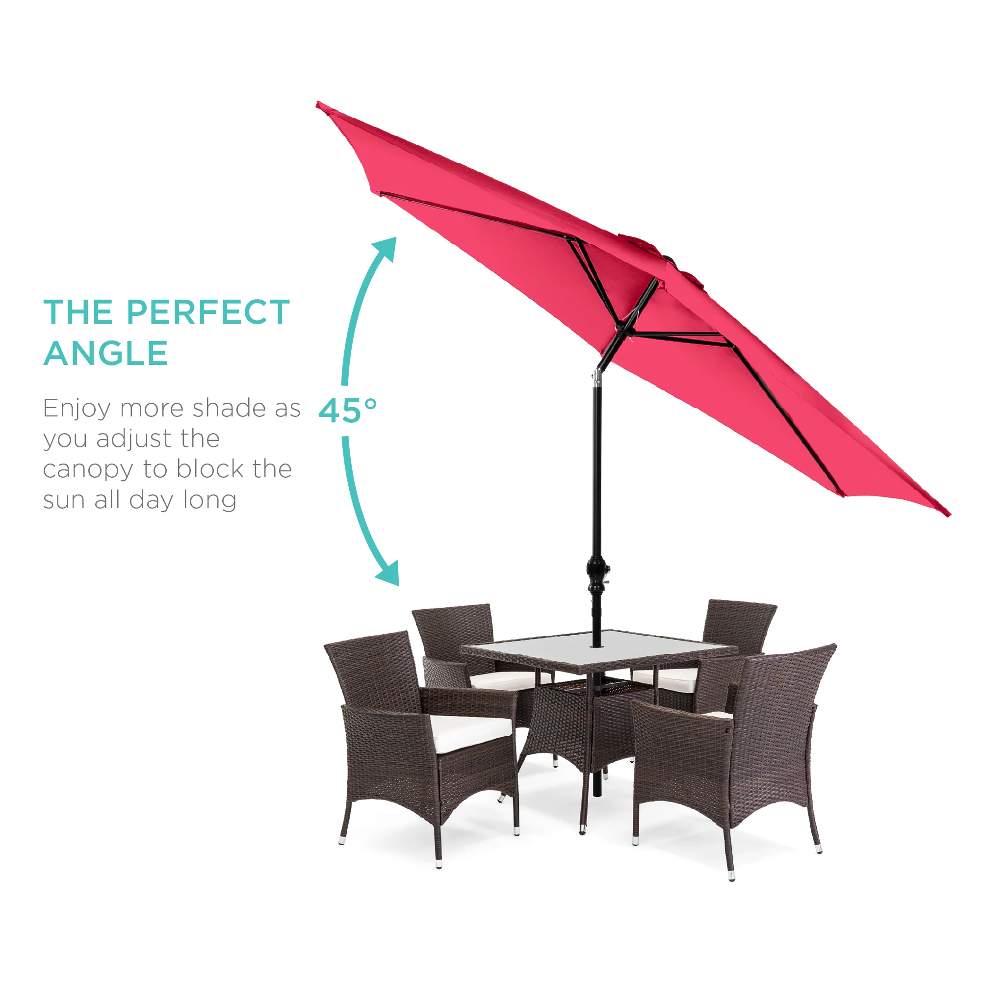 Outdoor Steel Market Patio Umbrella Decoration w/ Tilt, Crank Lift - 10ft - Image 191