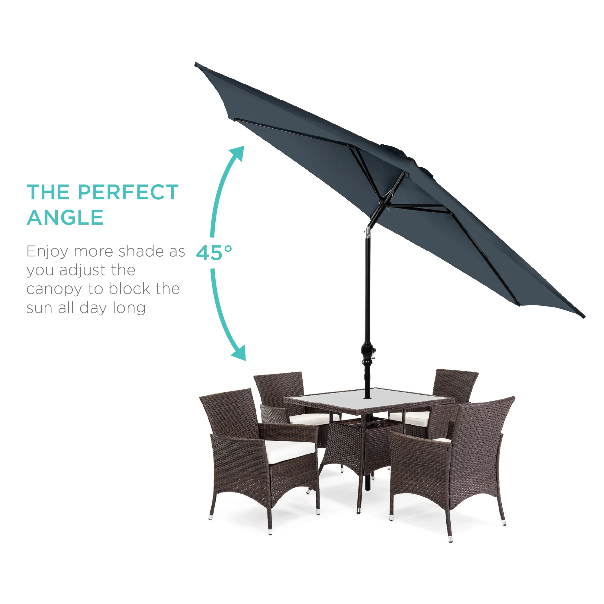 Outdoor Steel Market Patio Umbrella Decoration w/ Tilt, Crank Lift - 10ft - Image 198