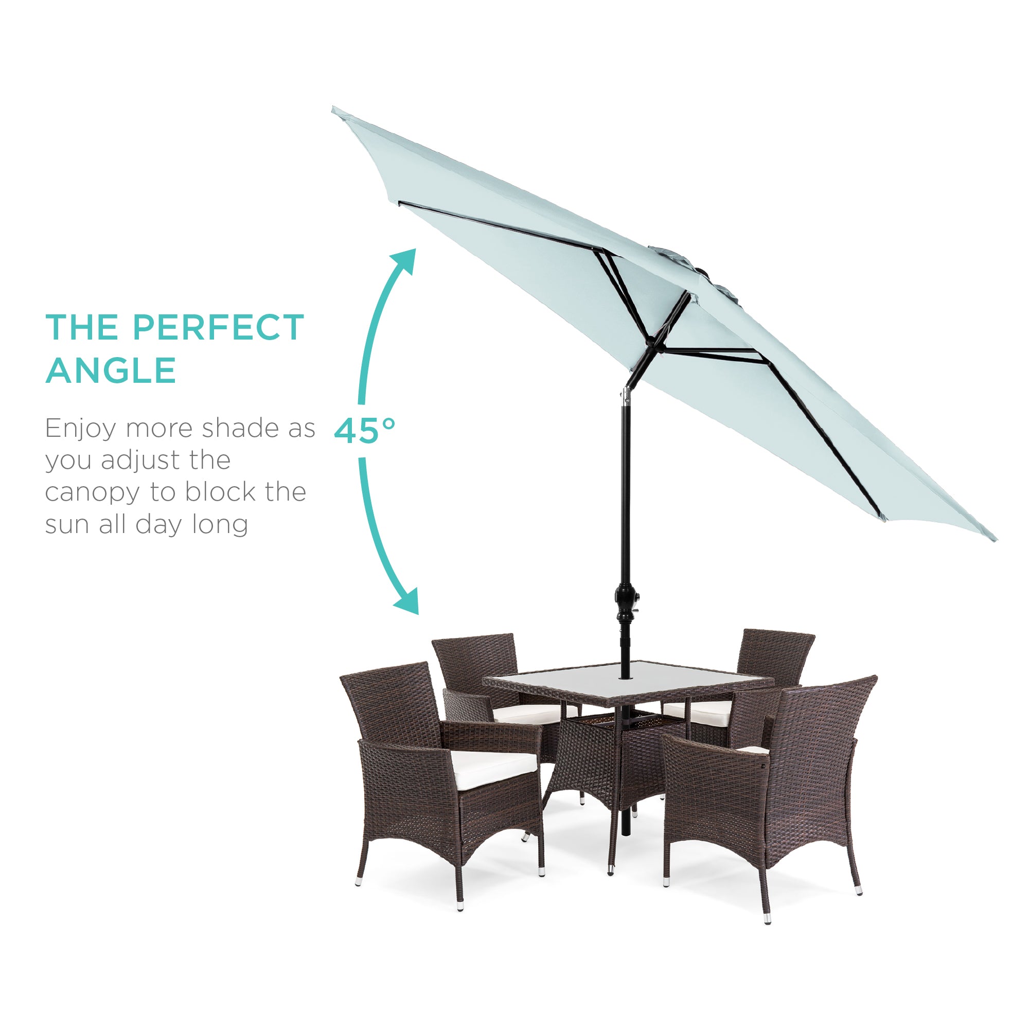 Outdoor Steel Market Patio Umbrella Decoration w/ Tilt, Crank Lift - 10ft - Image 205