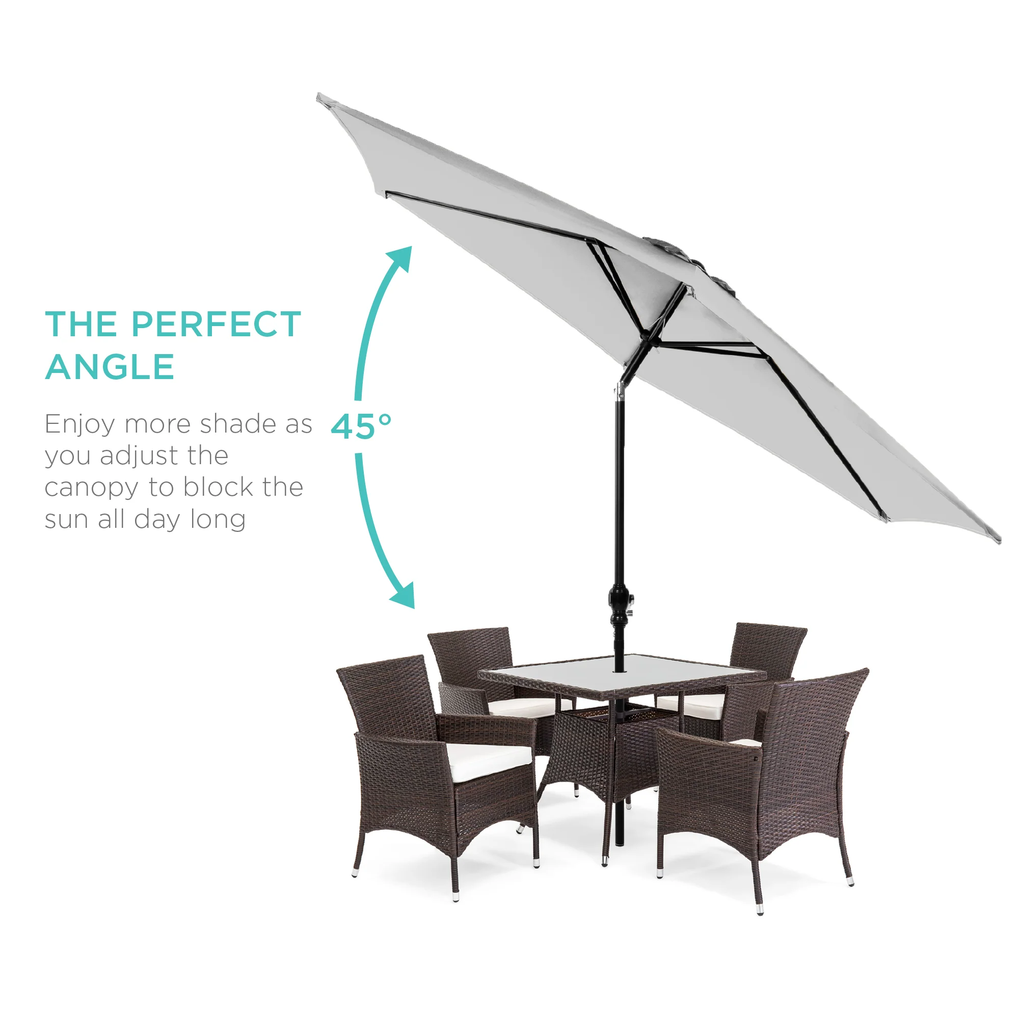Outdoor Steel Market Patio Umbrella Decoration w/ Tilt, Crank Lift - 10ft - Image 212