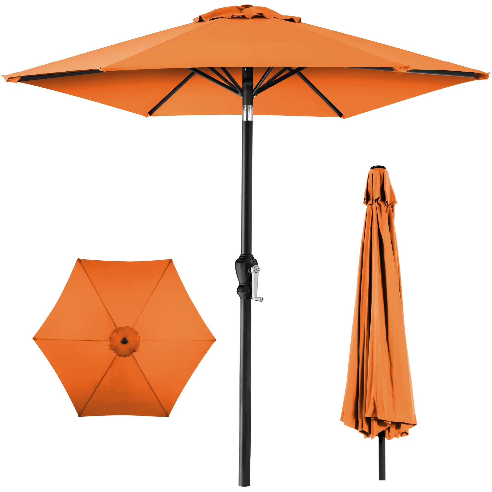 Outdoor Steel Market Patio Umbrella Decoration w/ Tilt, Crank Lift - 10ft - Image 218
