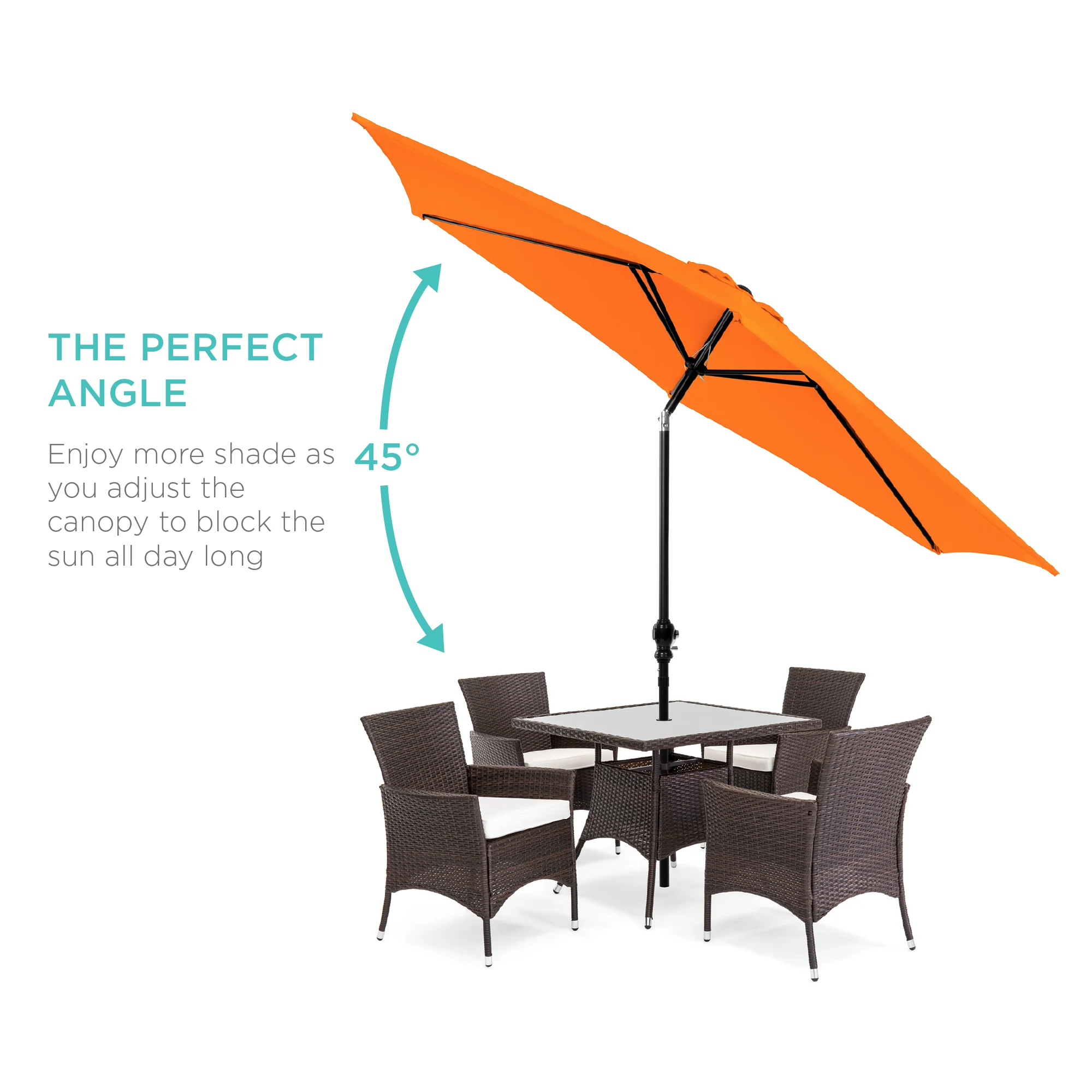 Outdoor Steel Market Patio Umbrella Decoration w/ Tilt, Crank Lift - 10ft - Image 219