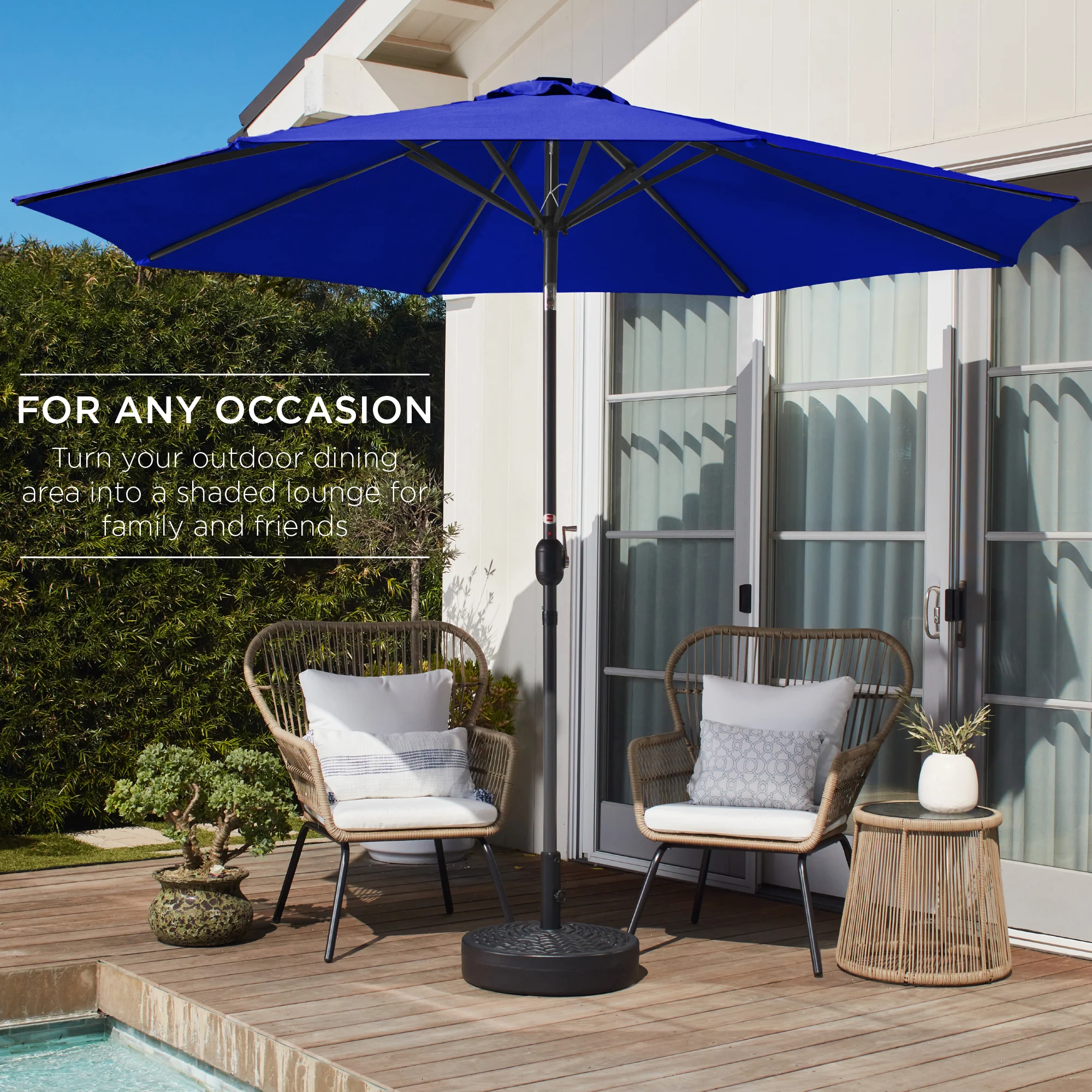Outdoor Steel Market Patio Umbrella Decoration w/ Tilt, Crank Lift - 10ft - Image 24