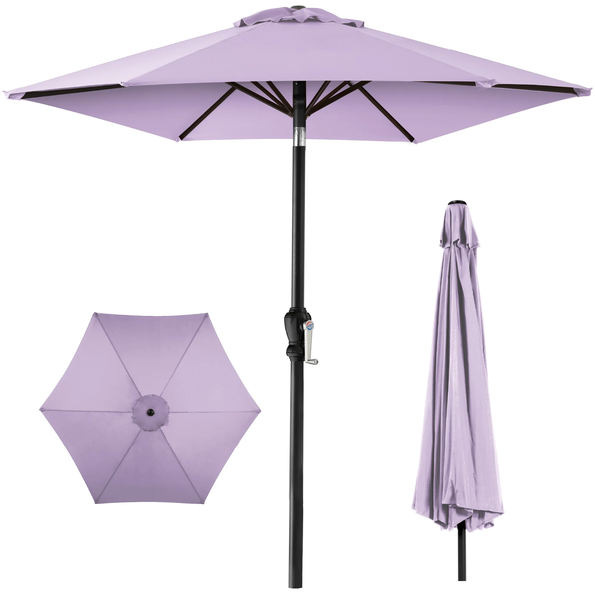 Outdoor Steel Market Patio Umbrella Decoration w/ Tilt, Crank Lift - 10ft - Image 36