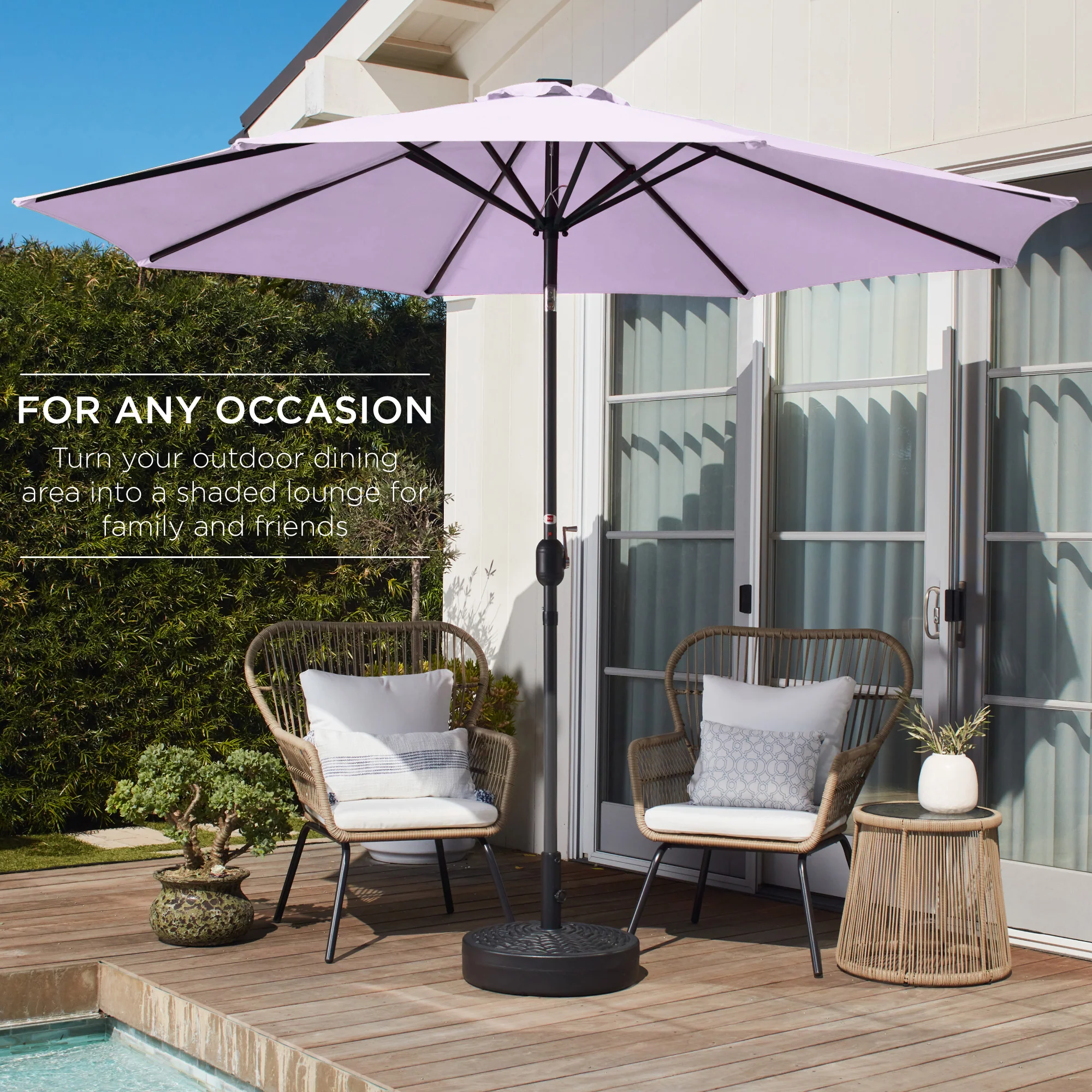 Outdoor Steel Market Patio Umbrella Decoration w/ Tilt, Crank Lift - 10ft - Image 38