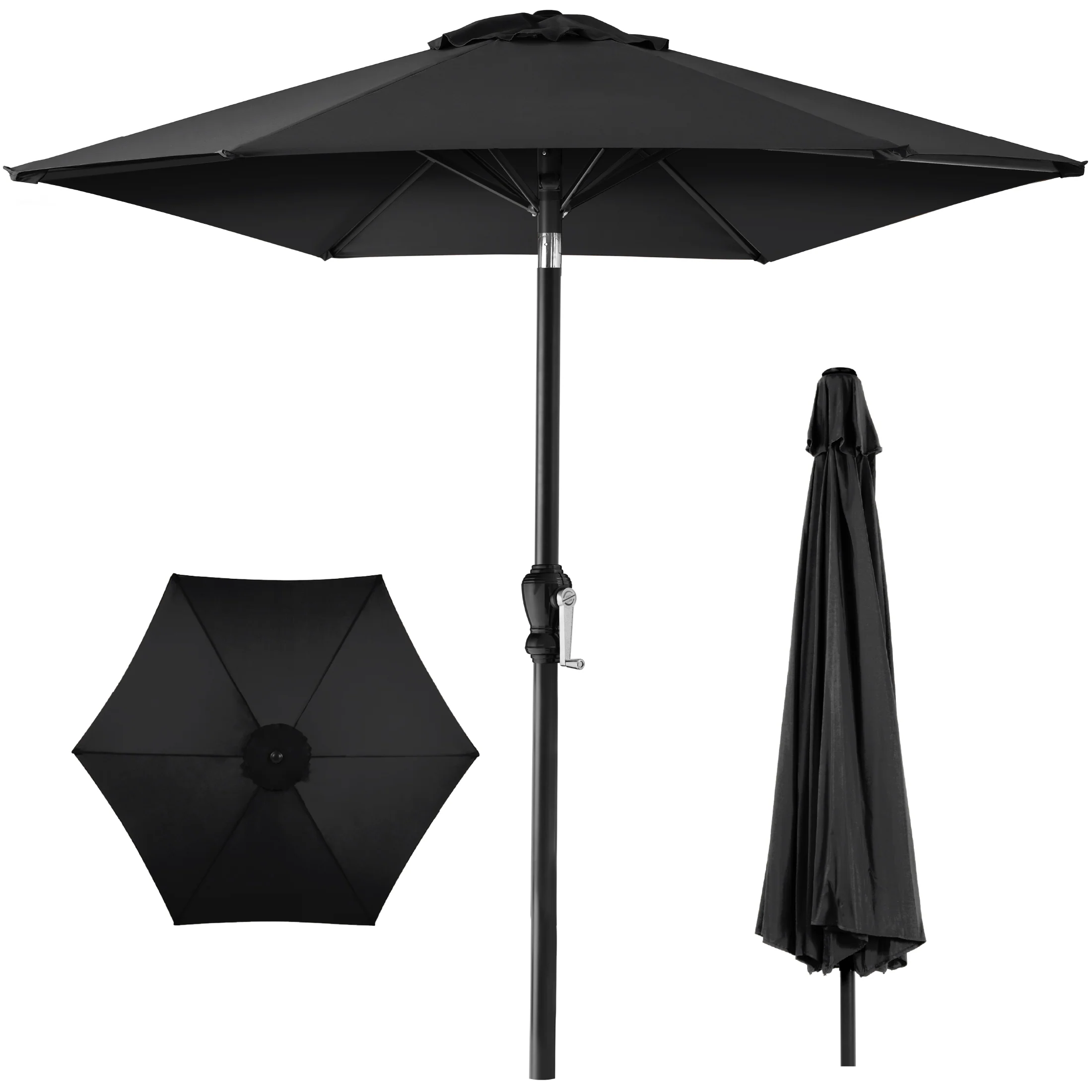 Outdoor Steel Market Patio Umbrella Decoration w/ Tilt, Crank Lift - 10ft - Image 43