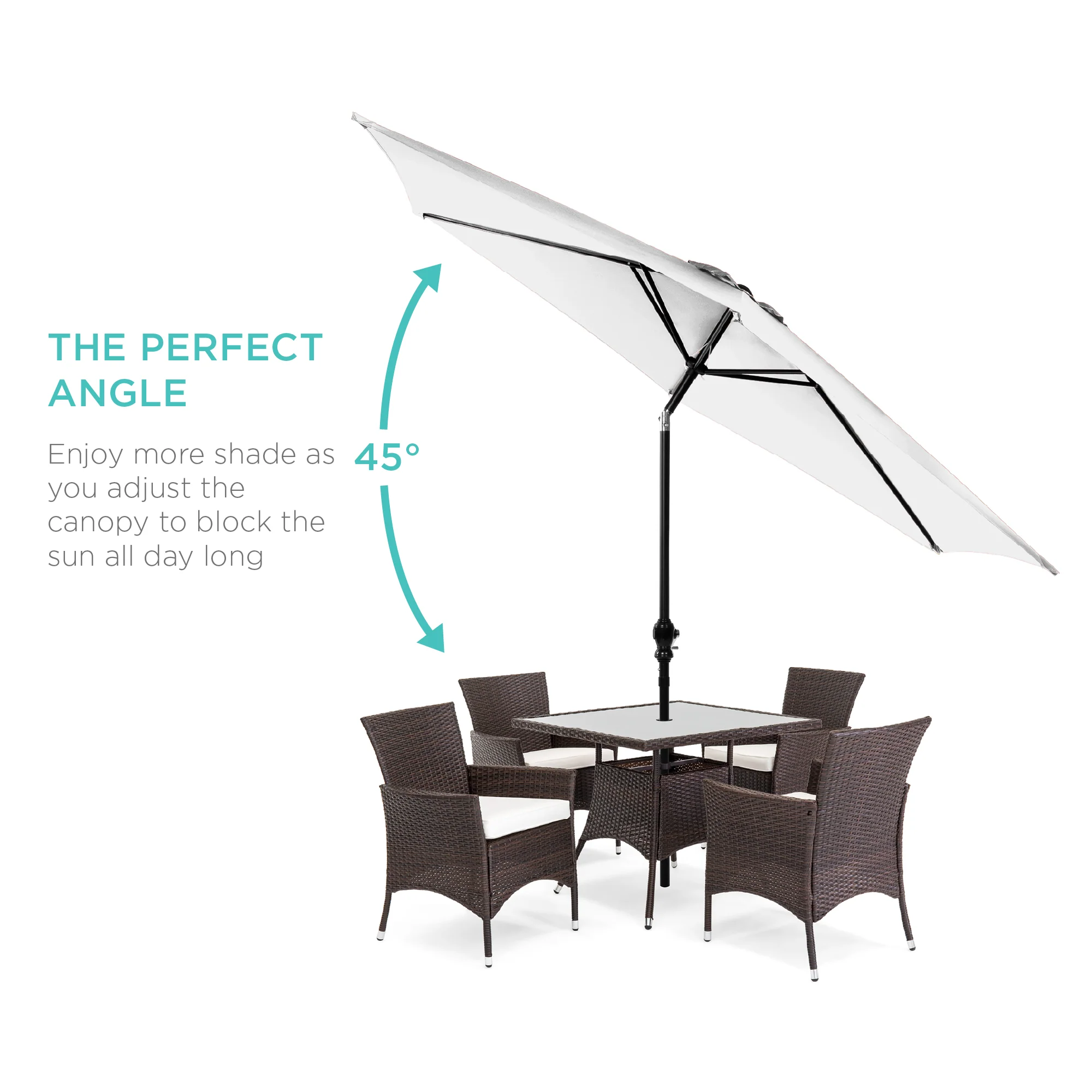 Outdoor Steel Market Patio Umbrella Decoration w/ Tilt, Crank Lift - 10ft - Image 51