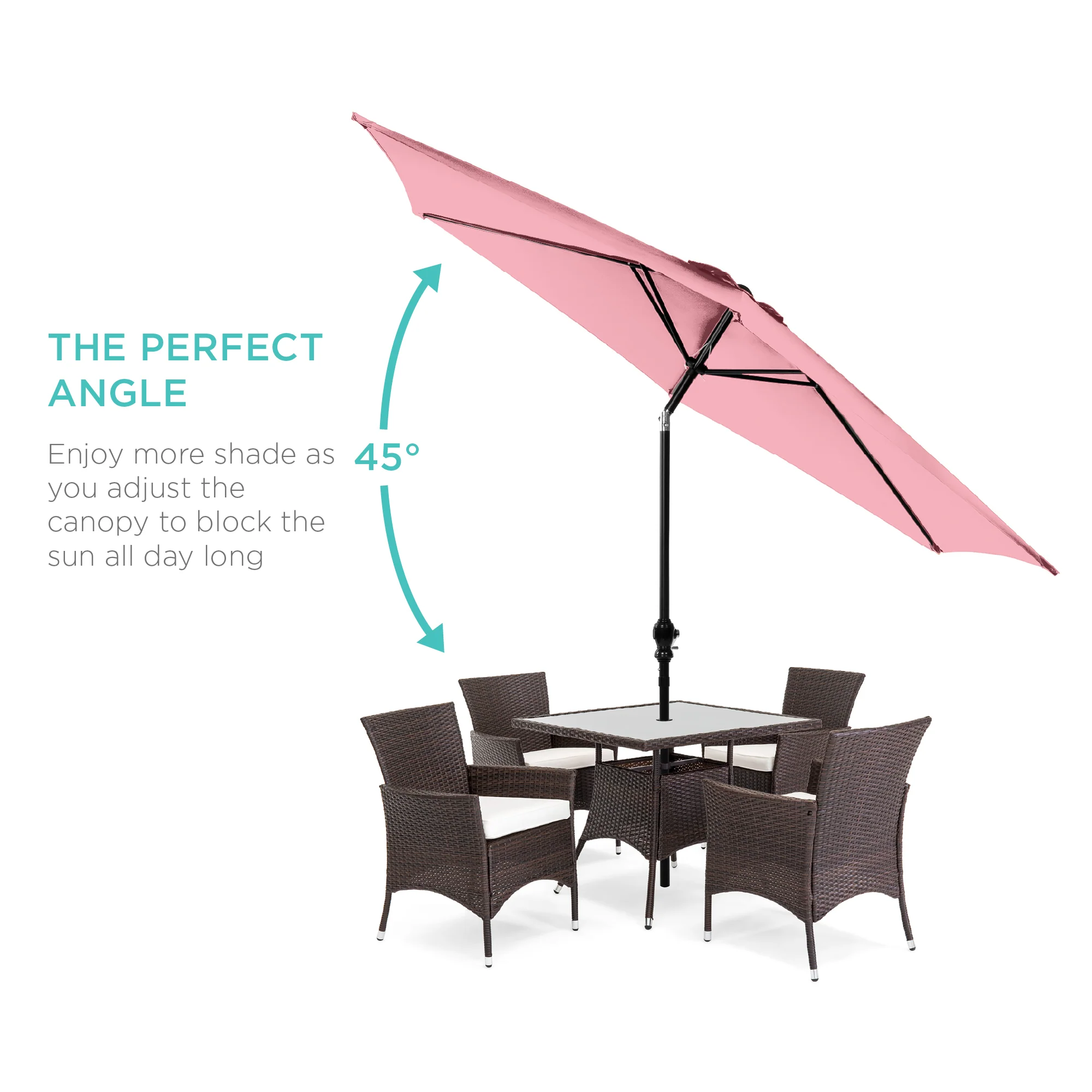 Outdoor Steel Market Patio Umbrella Decoration w/ Tilt, Crank Lift - 10ft - Image 58