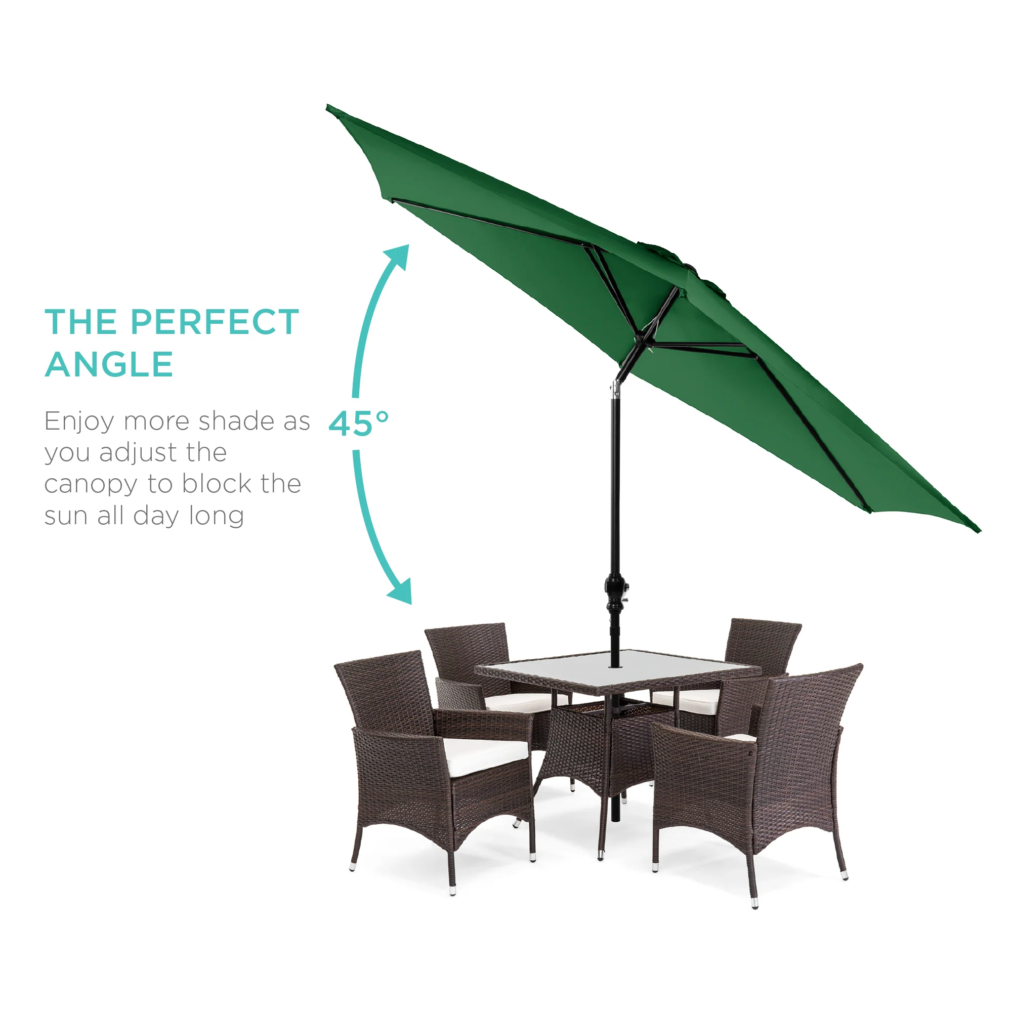 Outdoor Steel Market Patio Umbrella Decoration w/ Tilt, Crank Lift - 10ft - Image 65