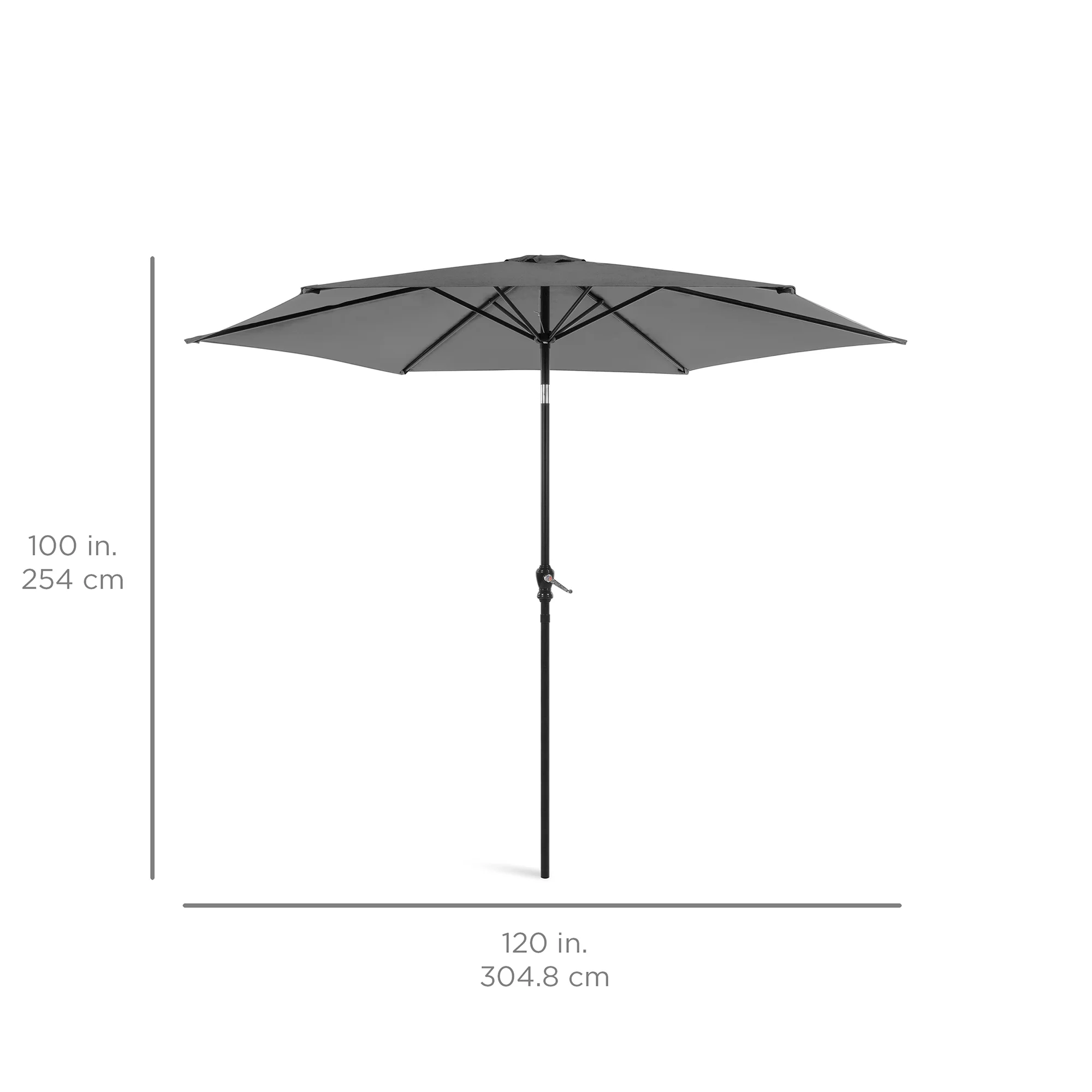 Outdoor Steel Market Patio Umbrella Decoration w/ Tilt, Crank Lift - 10ft - Image 7