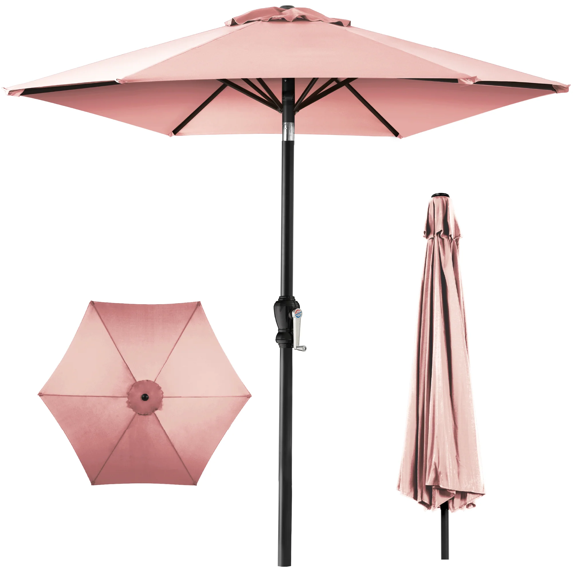 Outdoor Steel Market Patio Umbrella Decoration w/ Tilt, Crank Lift - 10ft - Image 71