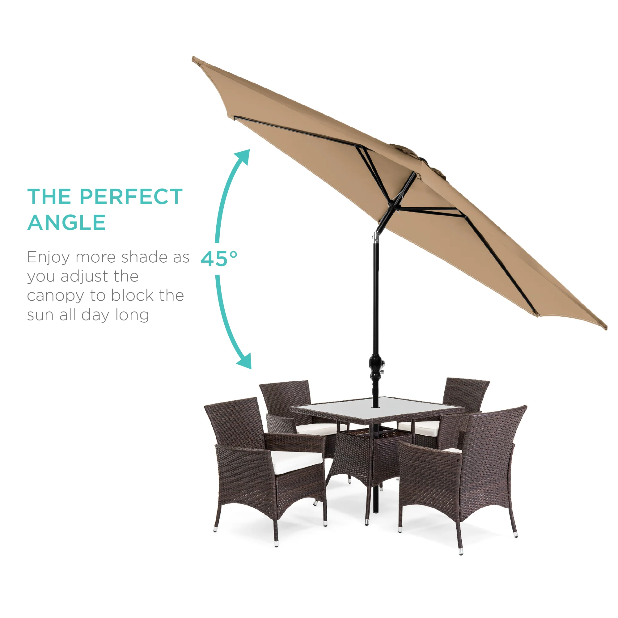 Outdoor Steel Market Patio Umbrella Decoration w/ Tilt, Crank Lift - 10ft - Image 9