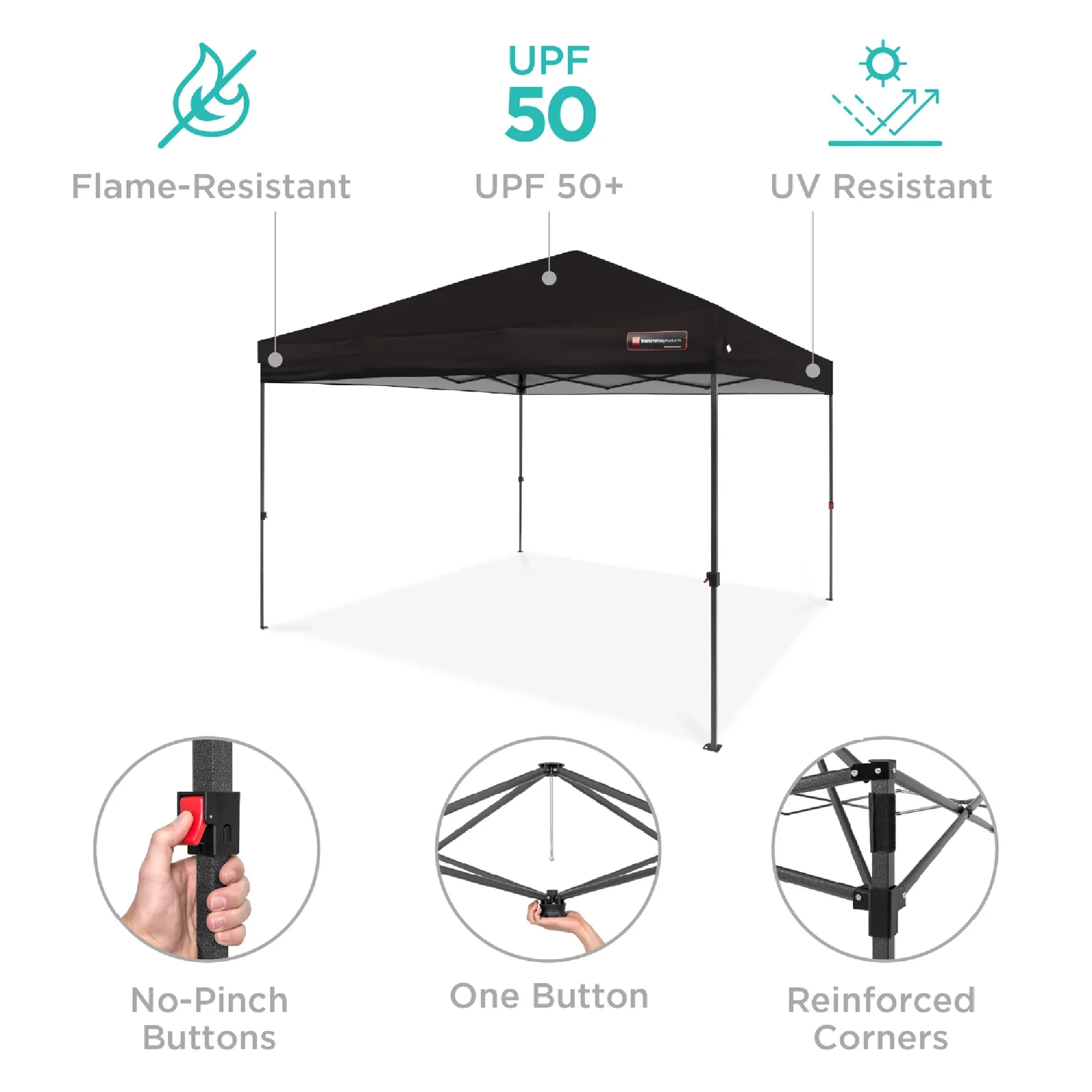 One-Person Setup Instant Pop Up Canopy w/ Case, 4 Weight Bags - 10x10ft - Image 100