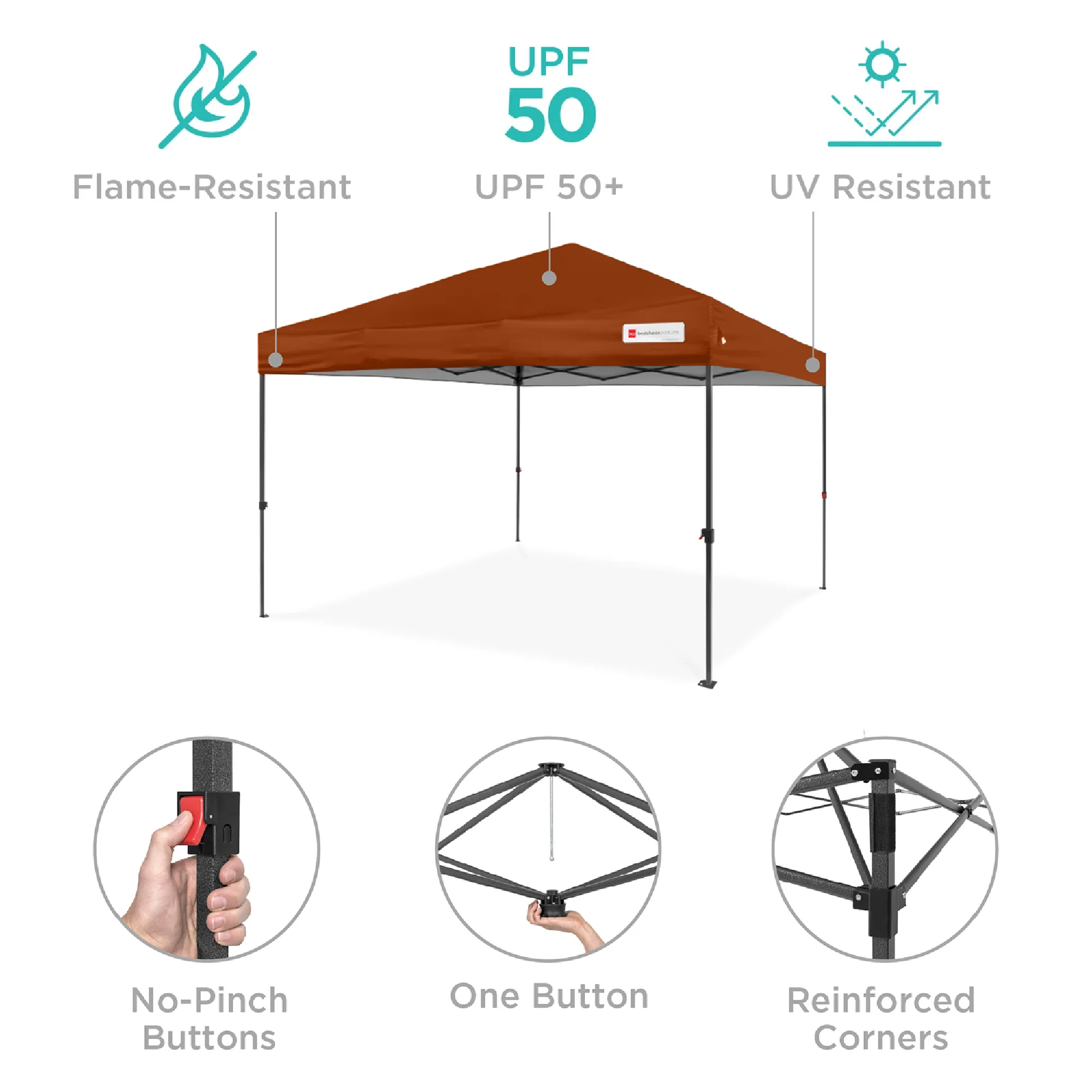 One-Person Setup Instant Pop Up Canopy w/ Case, 4 Weight Bags - 10x10ft - Image 28